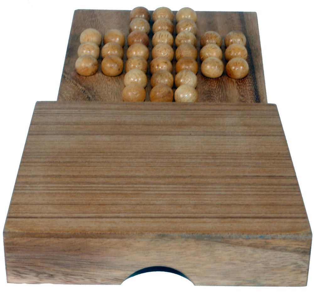 Fair Trade Thai Thailand Wooden Rainwood Solitaire Set in Wooden Box 14x14x3cm