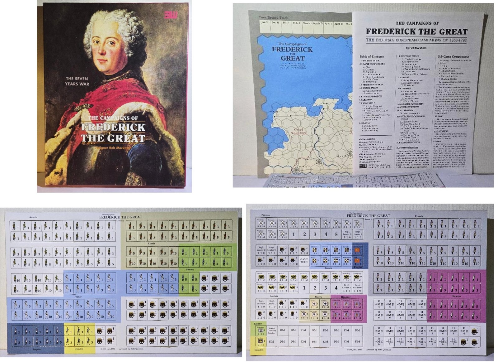 Seven Years War Campaigns of Frederick the Great 3W Game 1993 UNPUNCHED Complete