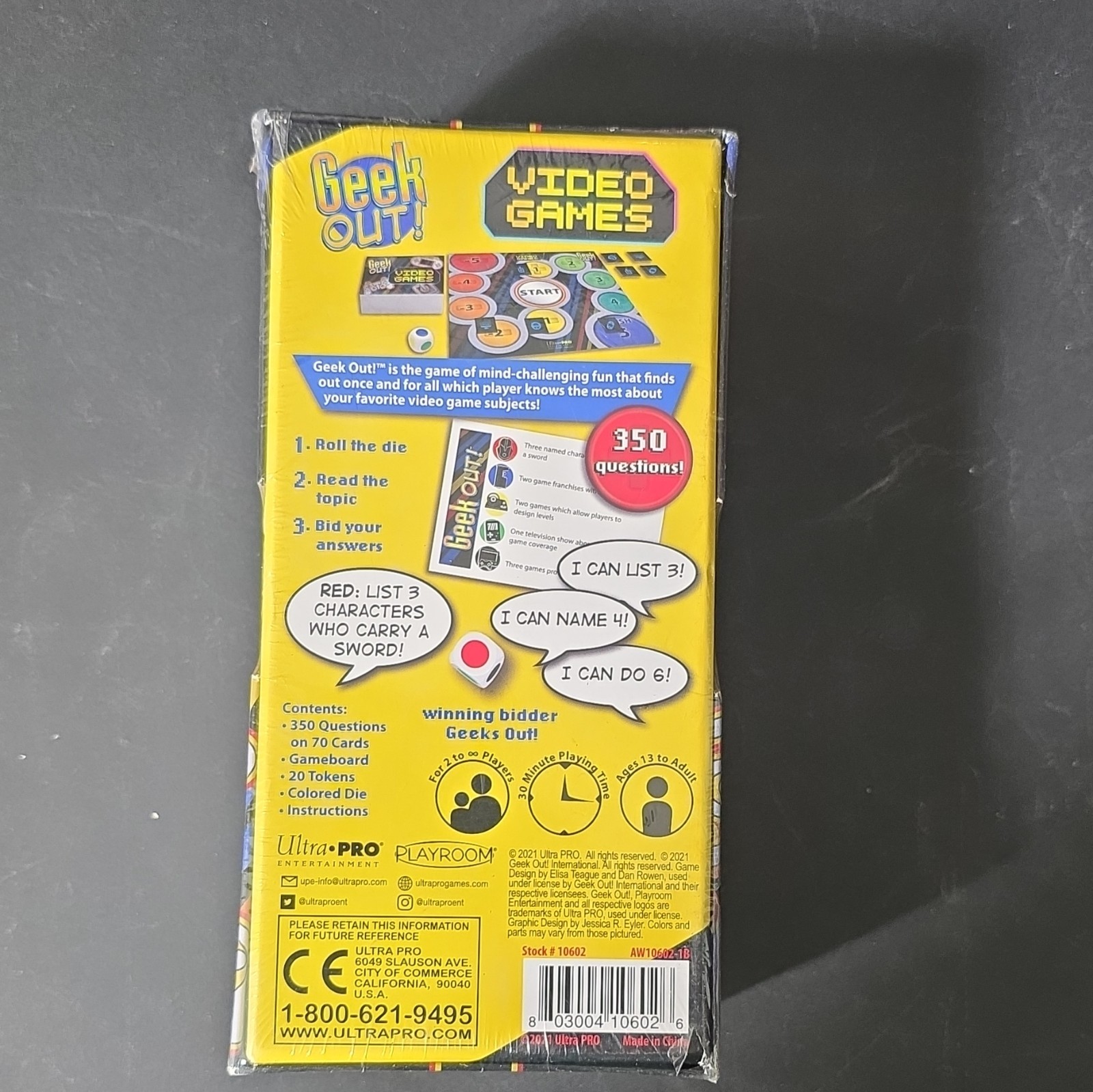 Playroom Geek Out! Video Games Trivia Board Game 2-10 Players Ages 13+