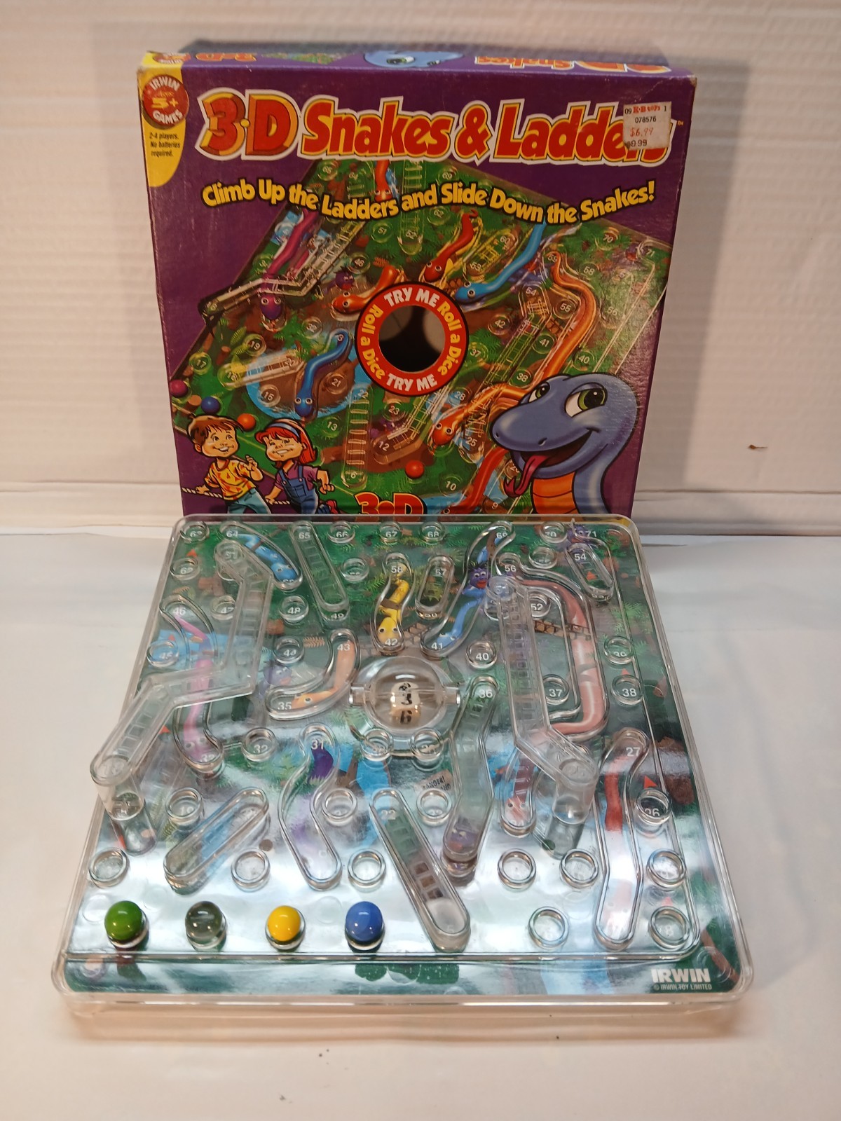 Vintage 3D Snakes And Ladders Board Game Irwin Toys
