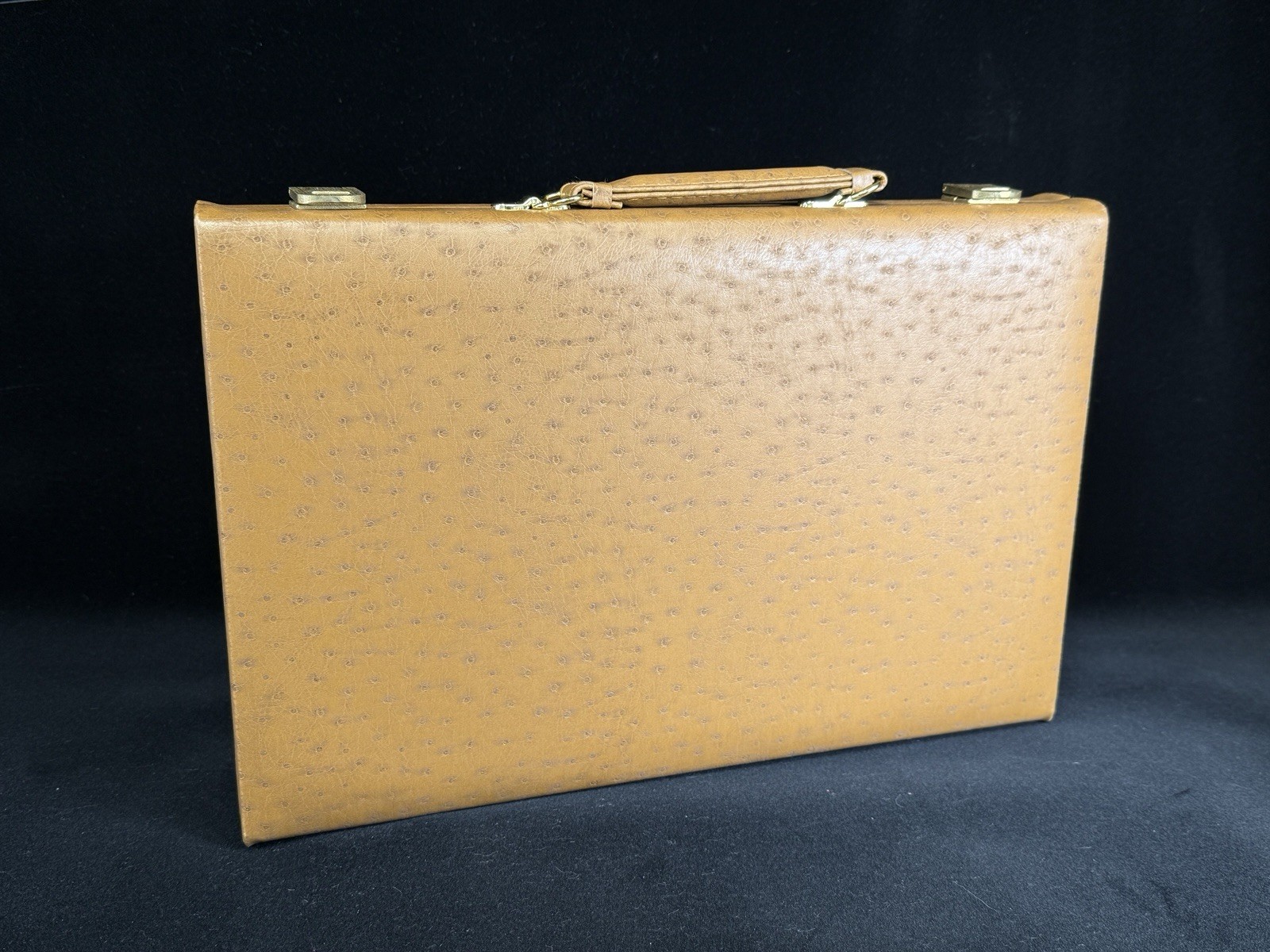 WE Games Cognac Ostrich Leatherette Backgammon Set 10 X 15” Closed