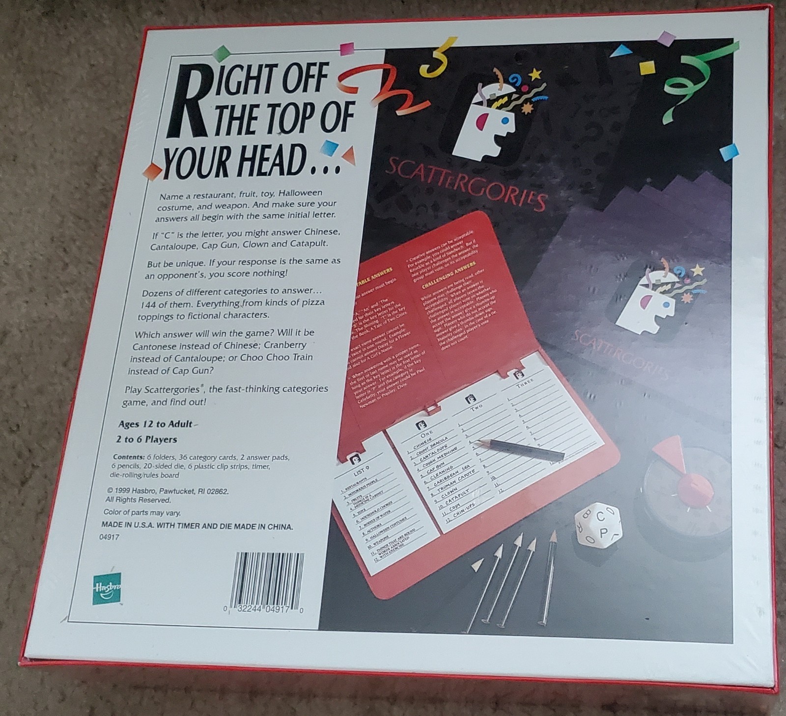 Vintage 1999 The Game Of Scattergories Boardgame Brand NEW In SEALED Condition