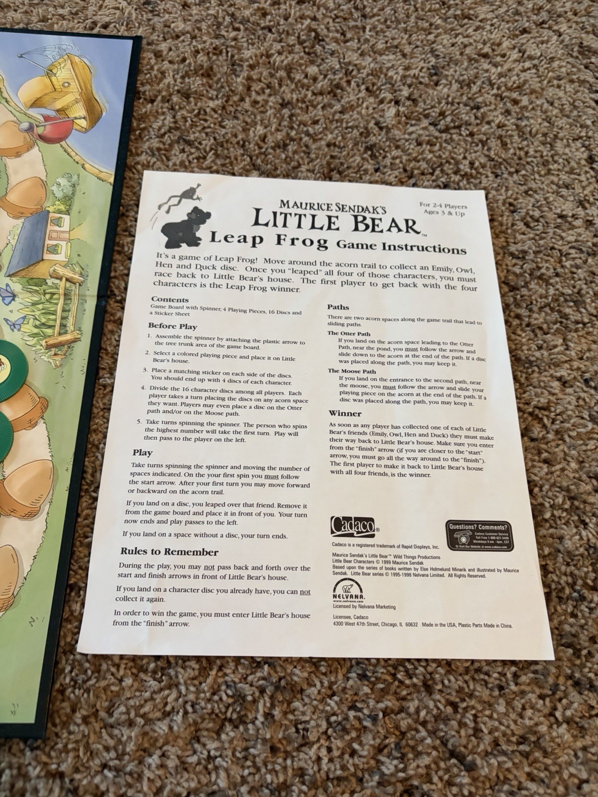 Maurice Sendak’s Little Bear Leap Frog Game COMPLETE Vintage 1999 Free Shipping