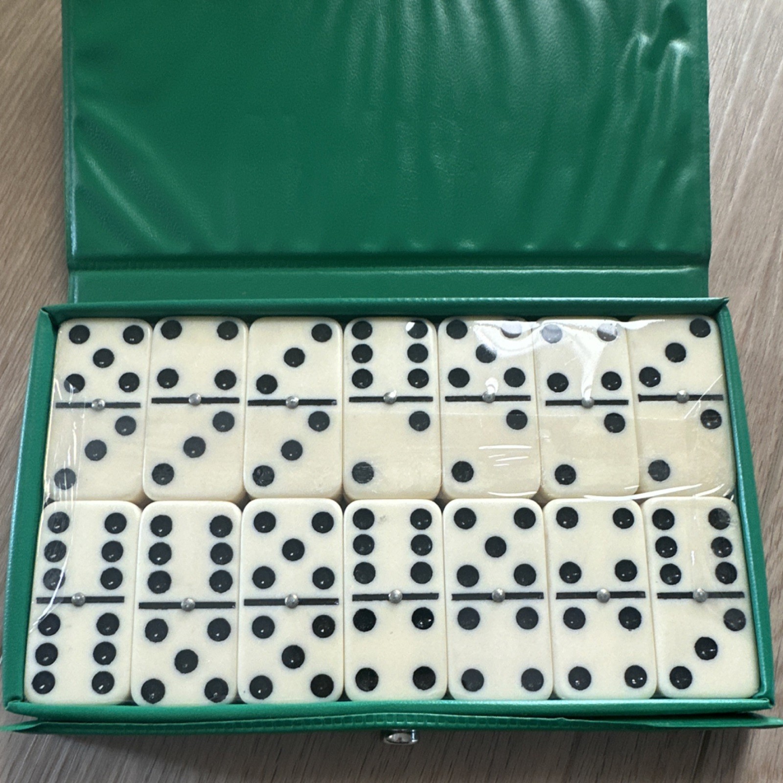 Dominoes Tile Game Strategy Set in Green Case for 2 Players Ages 8 & Up