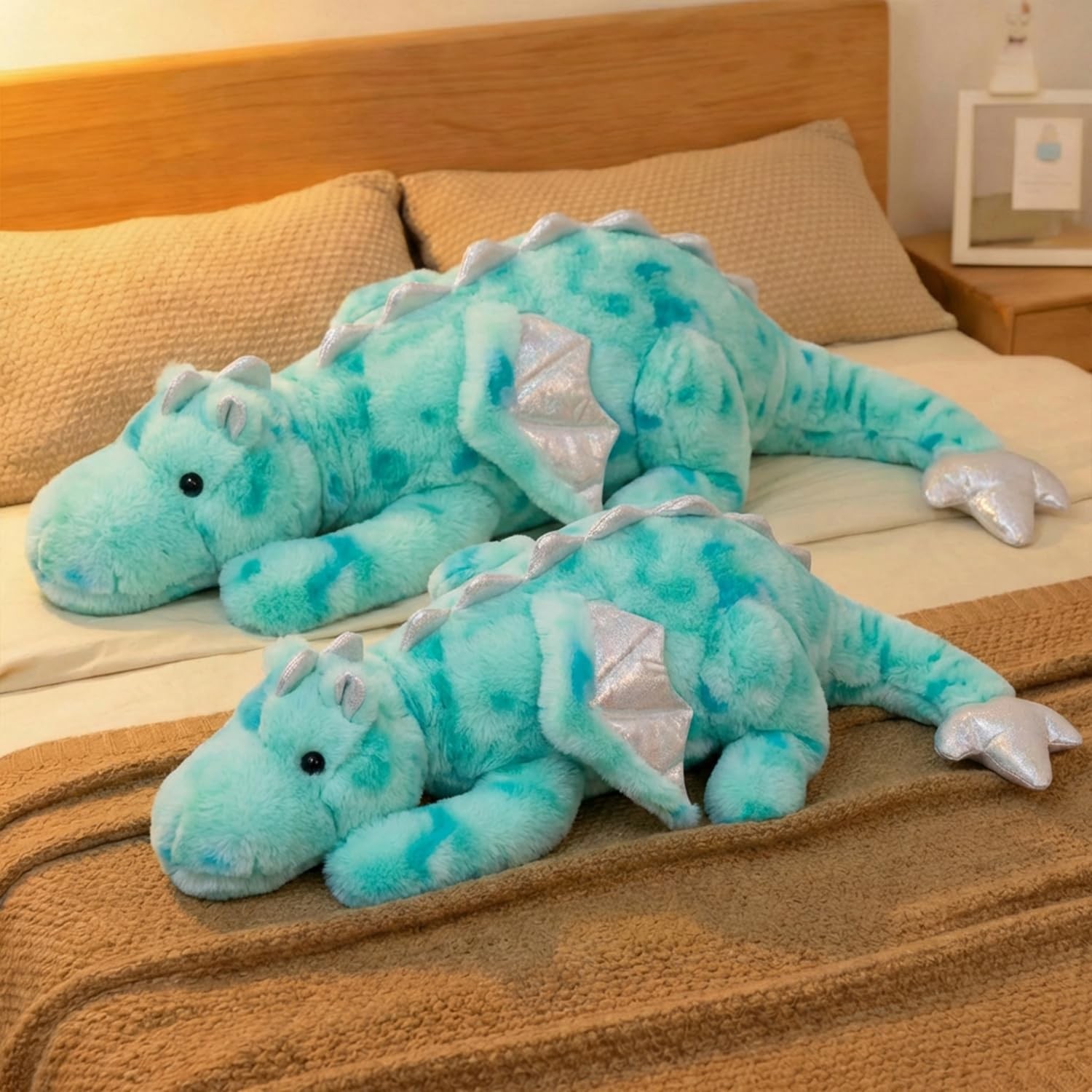 Cuddle Giant Comfort All Night – 50in Colorful Green Dragon Plush Toy