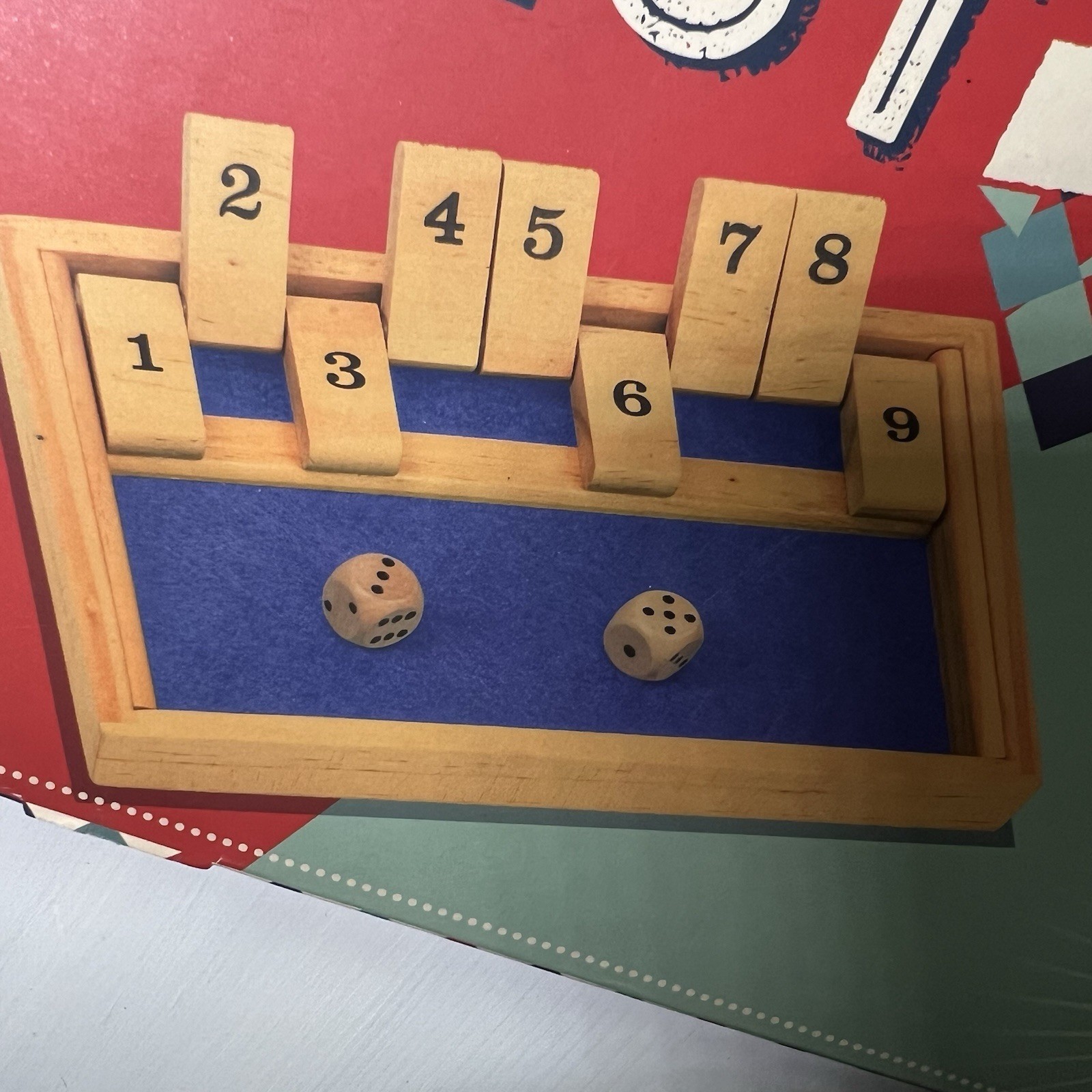 Wooden SHUT The BOX Classic Two-Dice Wood Strategy Game 9⅜ x 6¼ Professor Puzzle