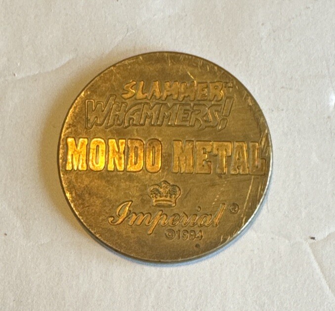 Brass Slammer Whammer Heavy Metal Pog Slammer Mondo 2-Ton Imperial 1994 1 5/8”