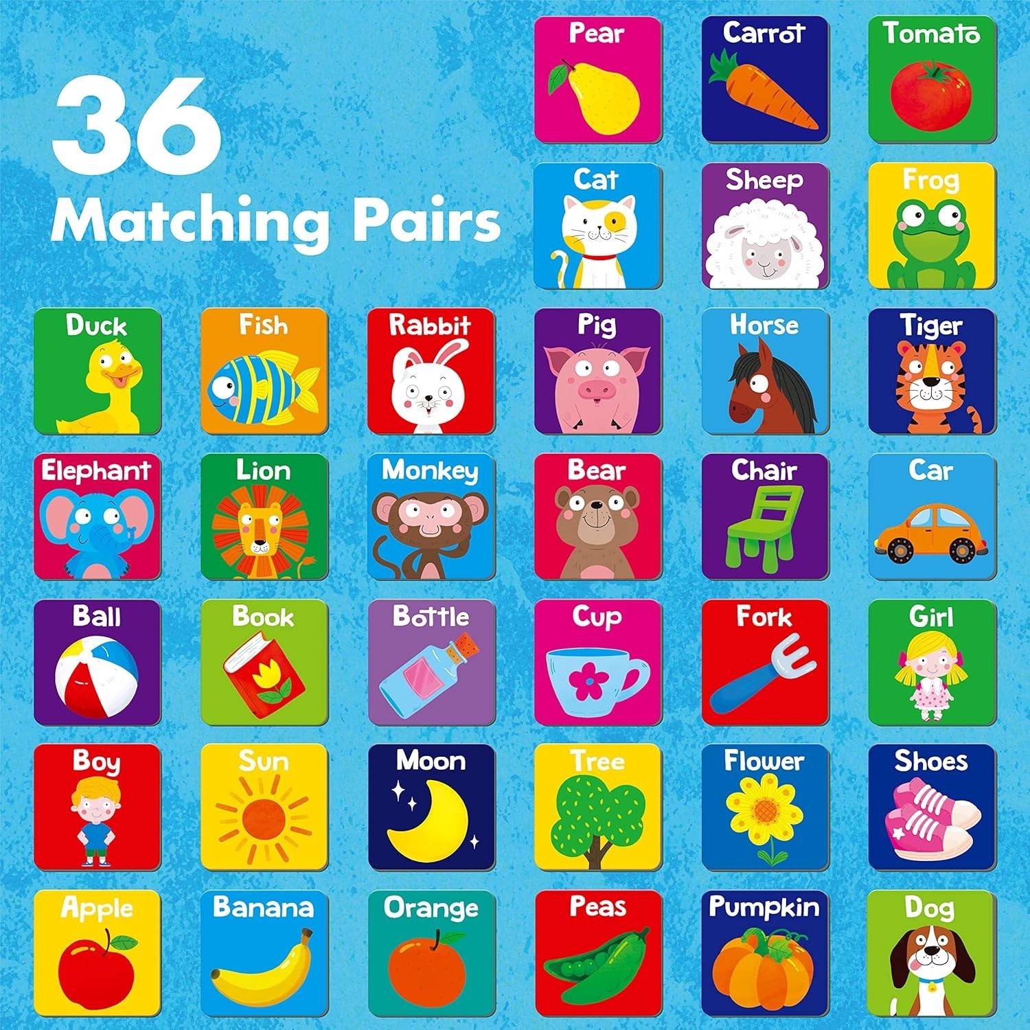 Bright & Engaging 72 PCS Matching Cards – Ideal Educational Toy for Kids