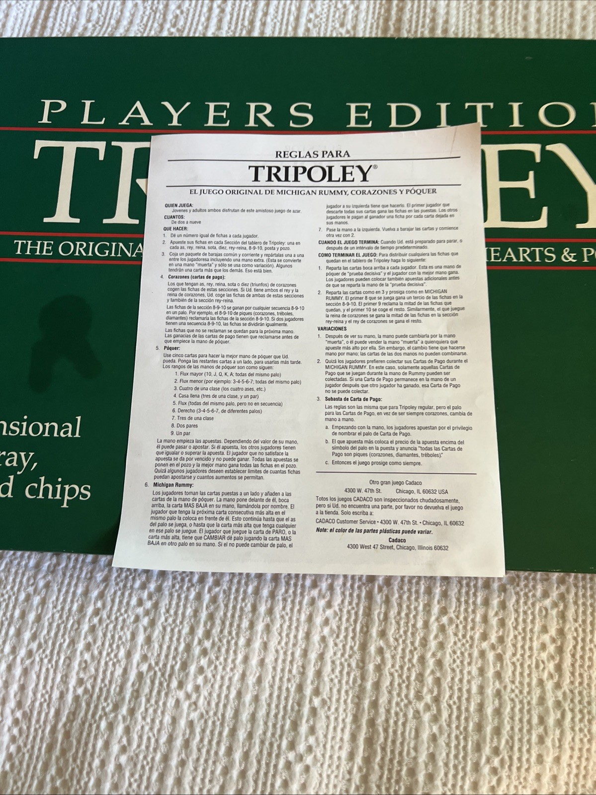 Vintage Cadaco Tripoley 300 Players Edition Board Game 1989 Michigan Rummy Poker
