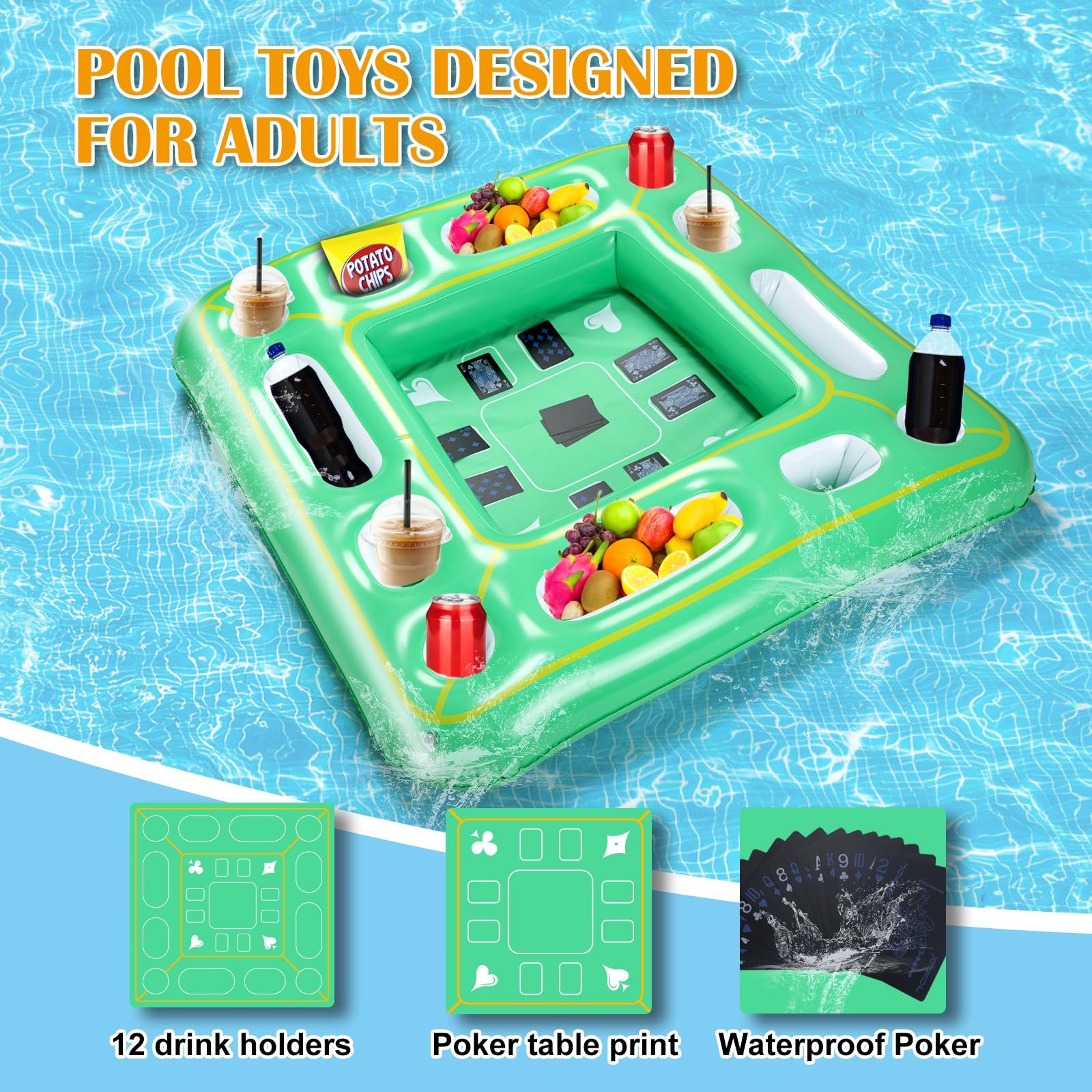 Floating Game Table for Pool – Inflatable Floating Table with Waterproof Play…
