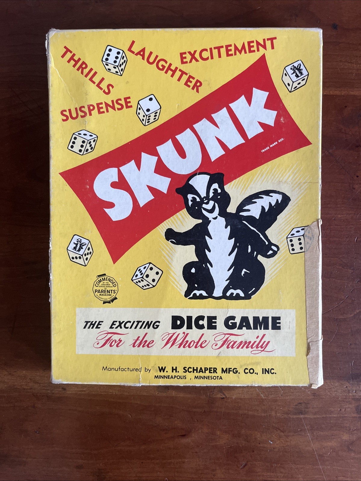 1953 Schaper Vintage Skunk Board Dice Game