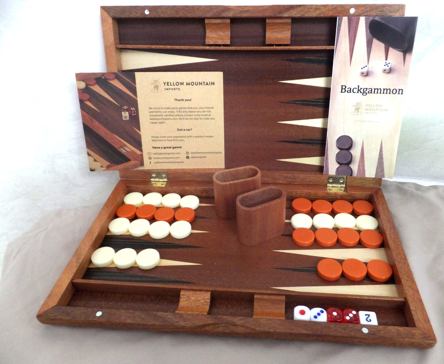 Yellow Mountain Imports Wooden Inlaid Backgammon “Pasadena” Set