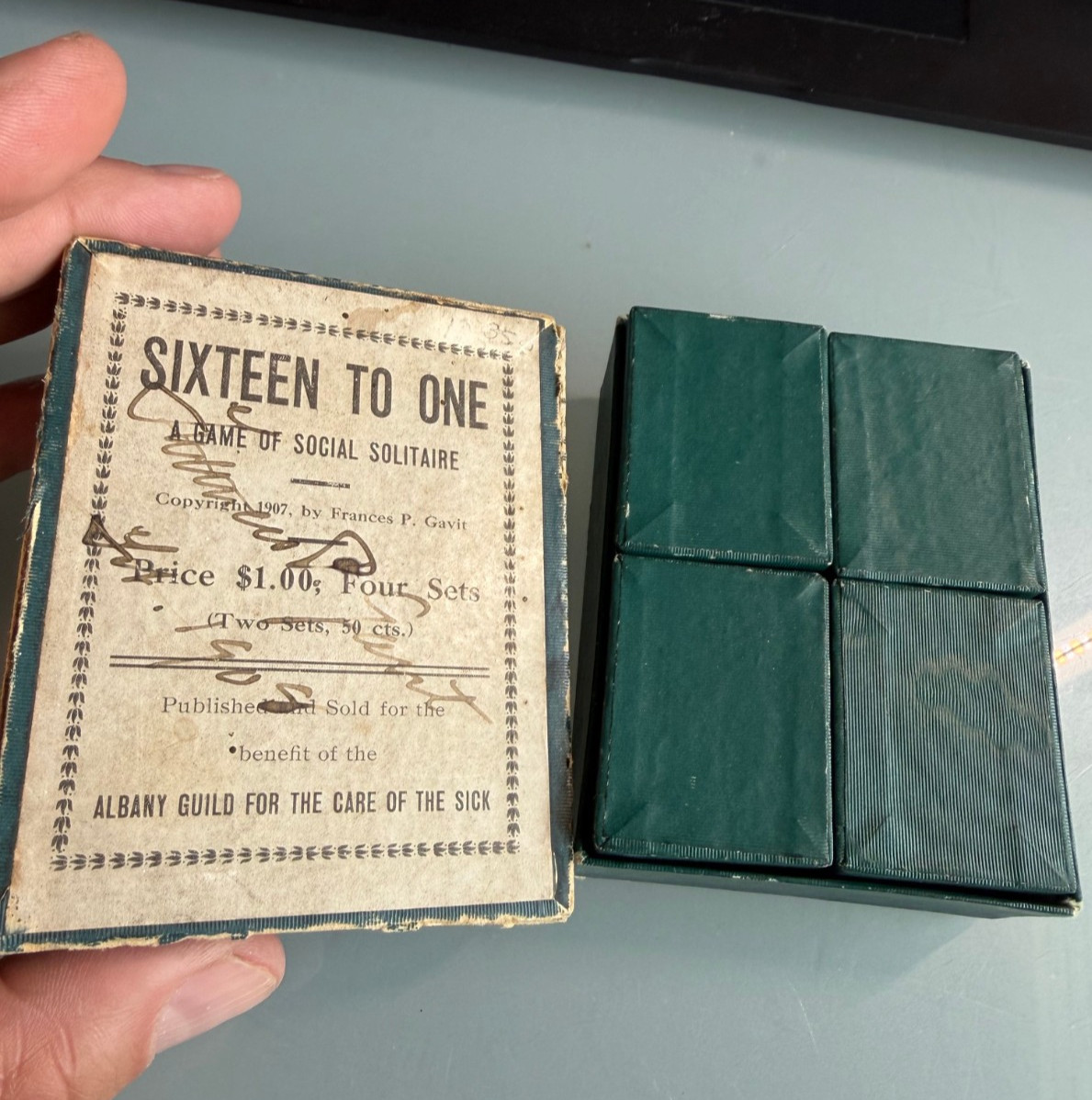 Rare 1907 Antique Game Sixteen To One a game of social solitaire w/signature