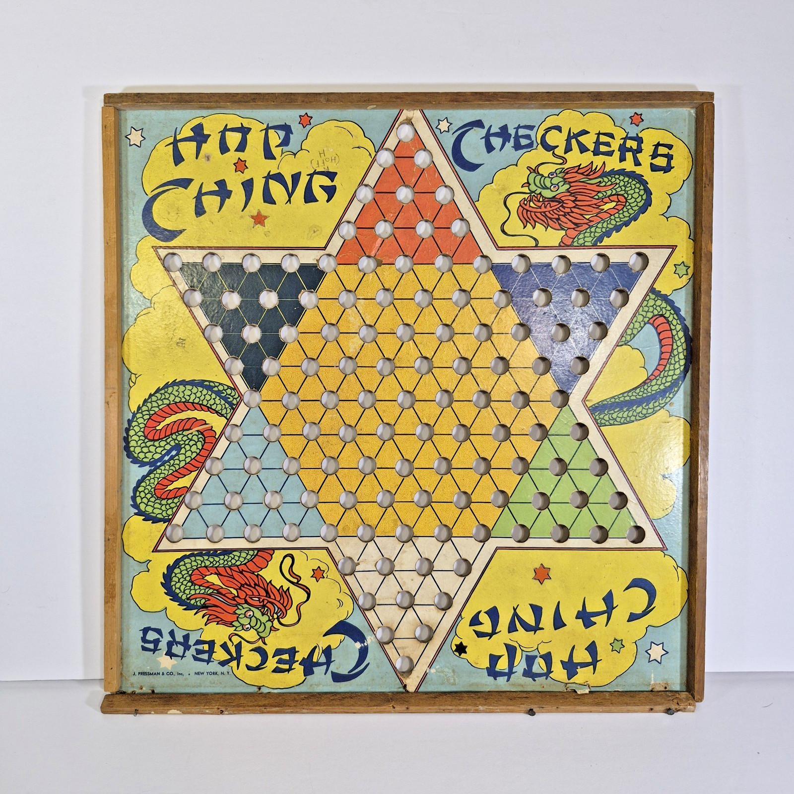 Vintage Chinese Checkers Board ‘Hop Ching ” J Pressman & Co 1940-50s Memorabilia