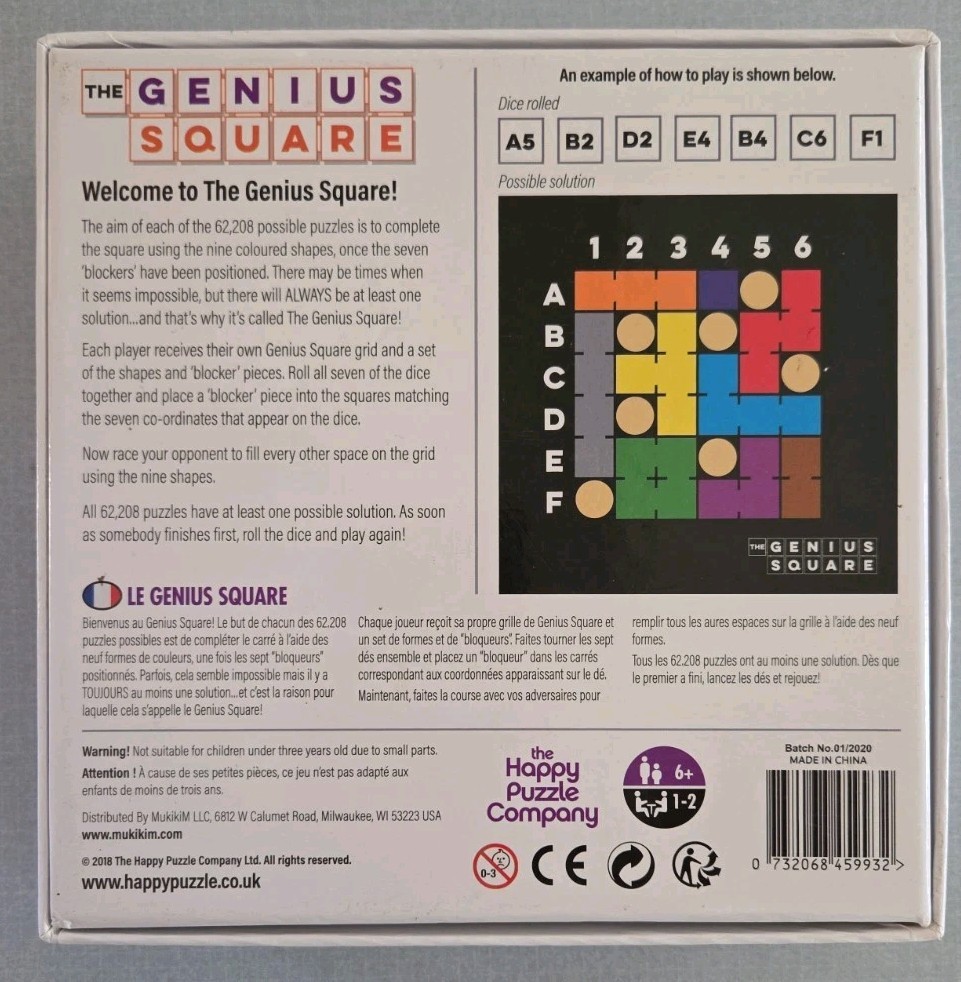 The Genius Square Game SmartGames STEM Puzzle Excellent Complete Condition