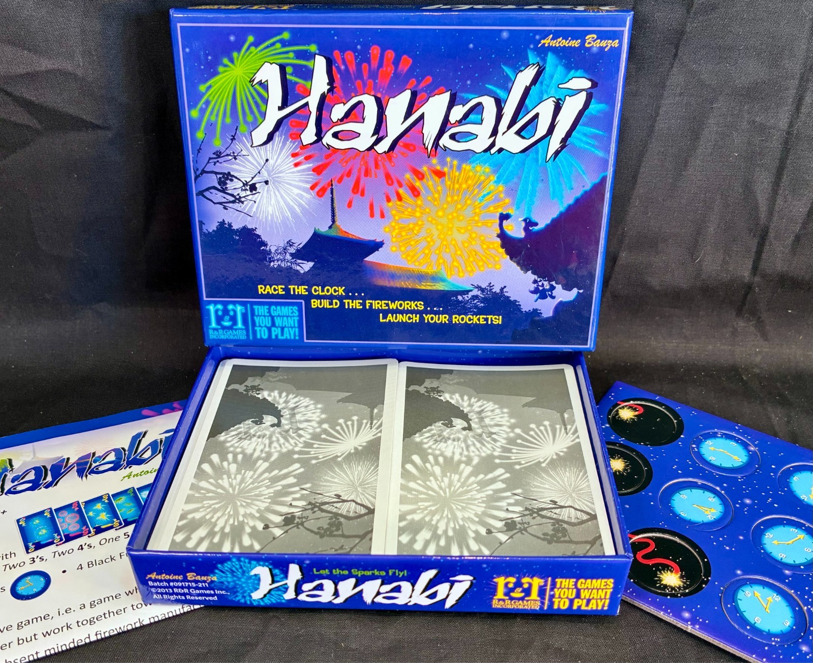 *100% COMPLETE* HANABI Card Game Fireworks Antoine Bauza R&R Strategy Excellent