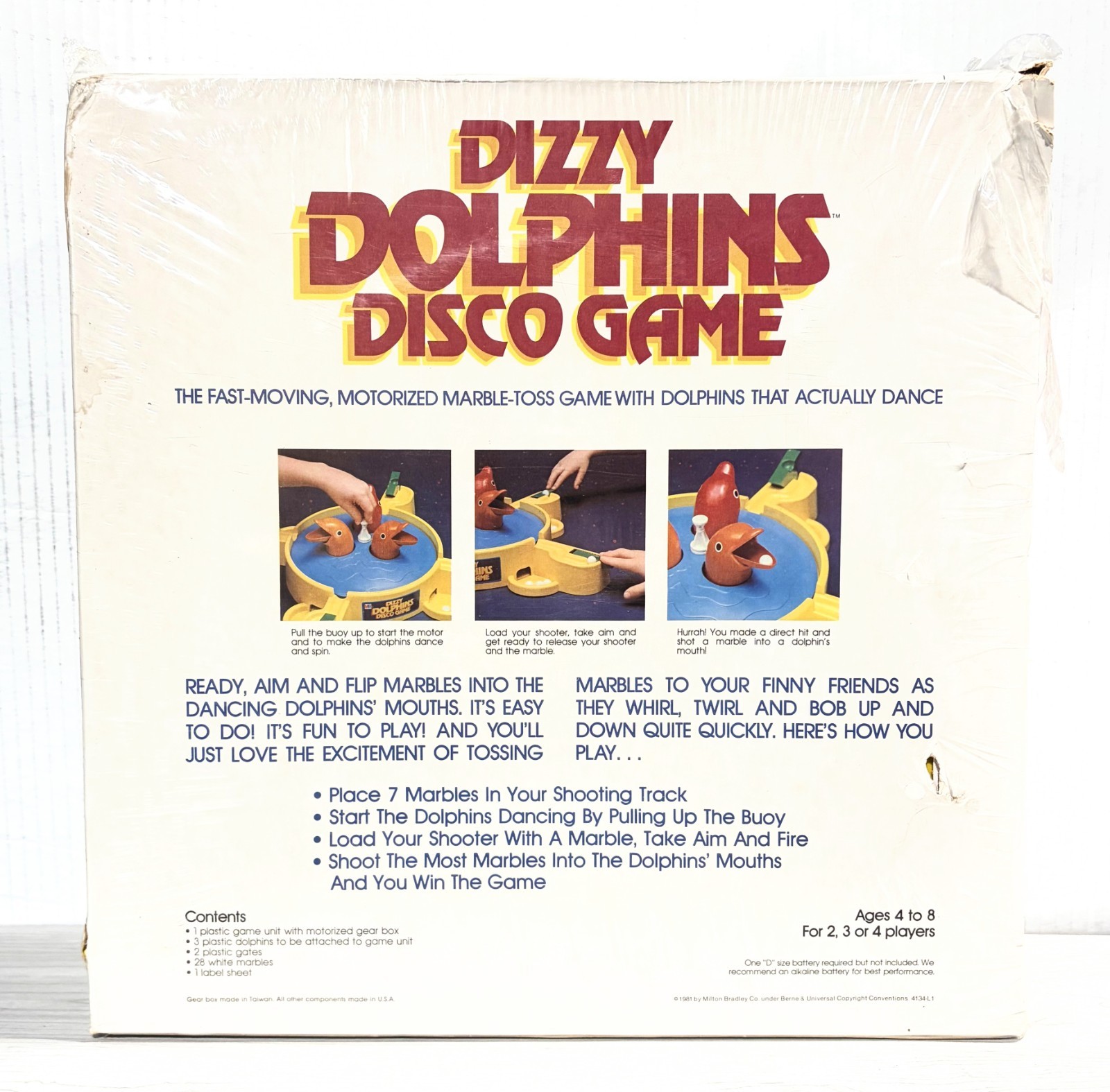 NEW in PLASTIC Vintage DIZZY DOLPHINS Disco Game 1981 Milton Bradley Marble Game