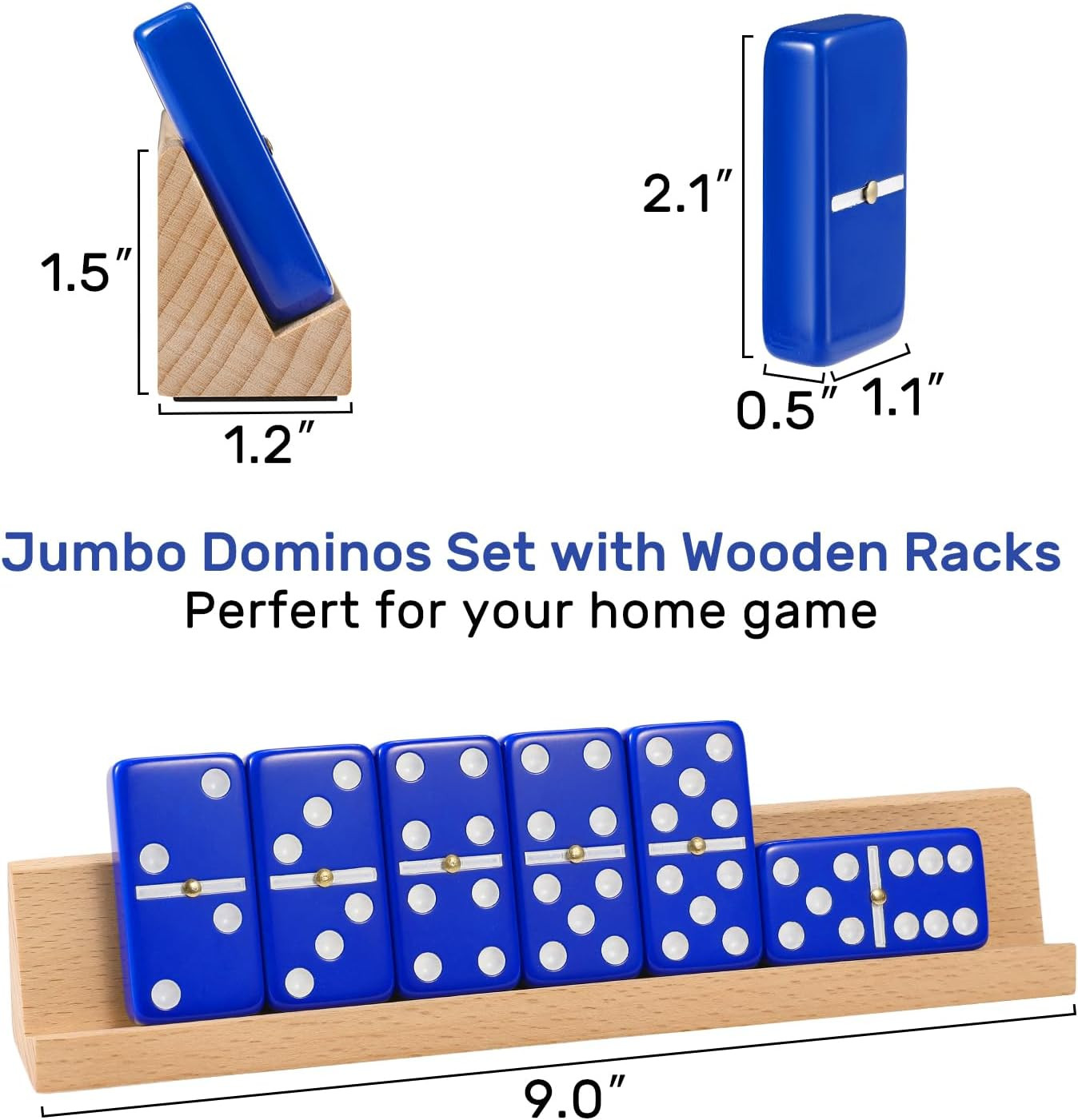 Dominoes Set for Adults with 4 Wooden Racks/Trays, Double Six Travel Portable Ca
