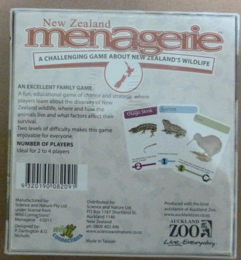 NEW ZEALAND MENAGERIE CHALLENGING BOARD GAME ABOUT New Zealand WILDLIFE