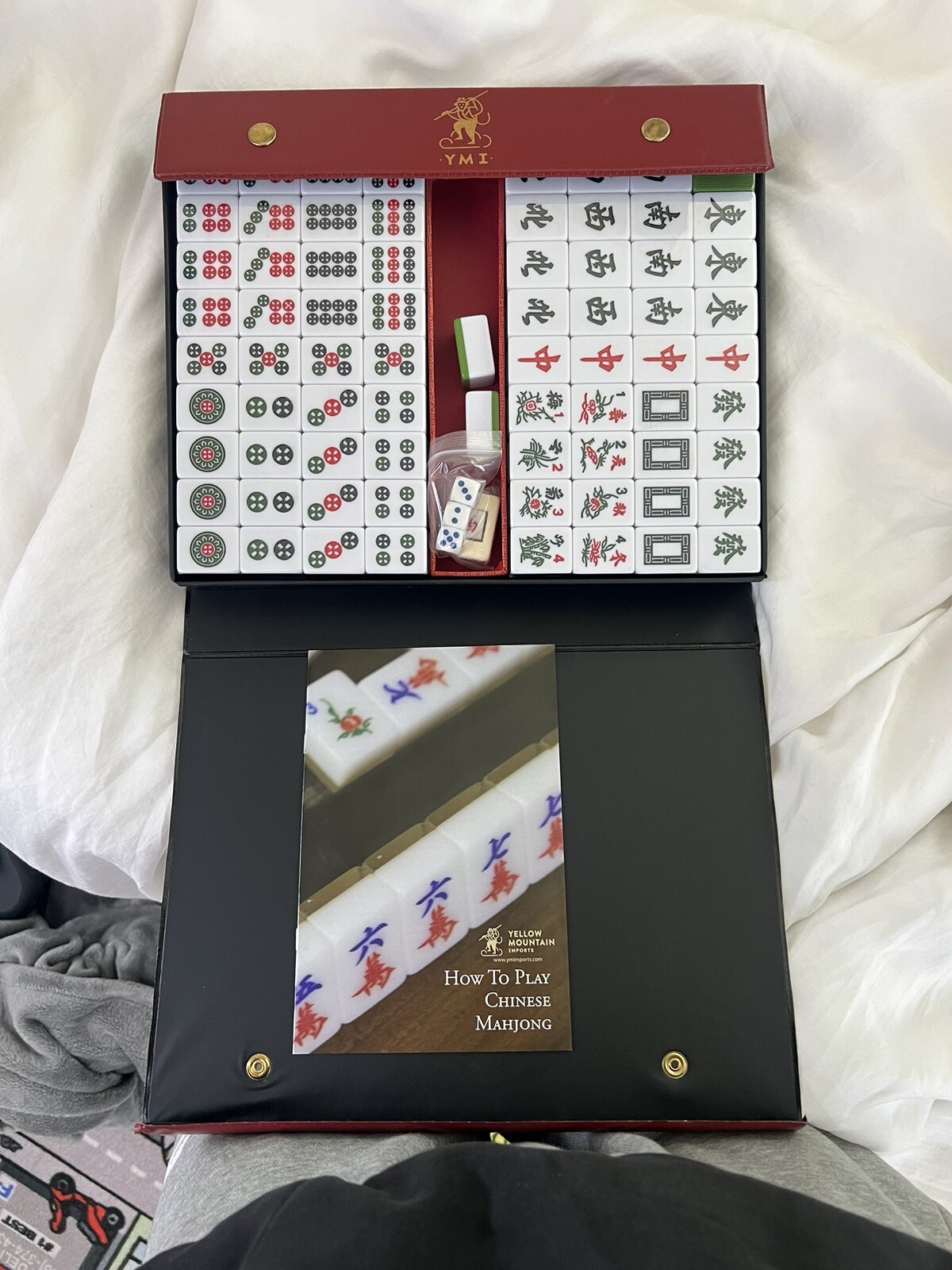 Chinese Mahjong Set X-Large 144 Numbered 1.5″ Tiles Majiang Mah-Jongg in Case