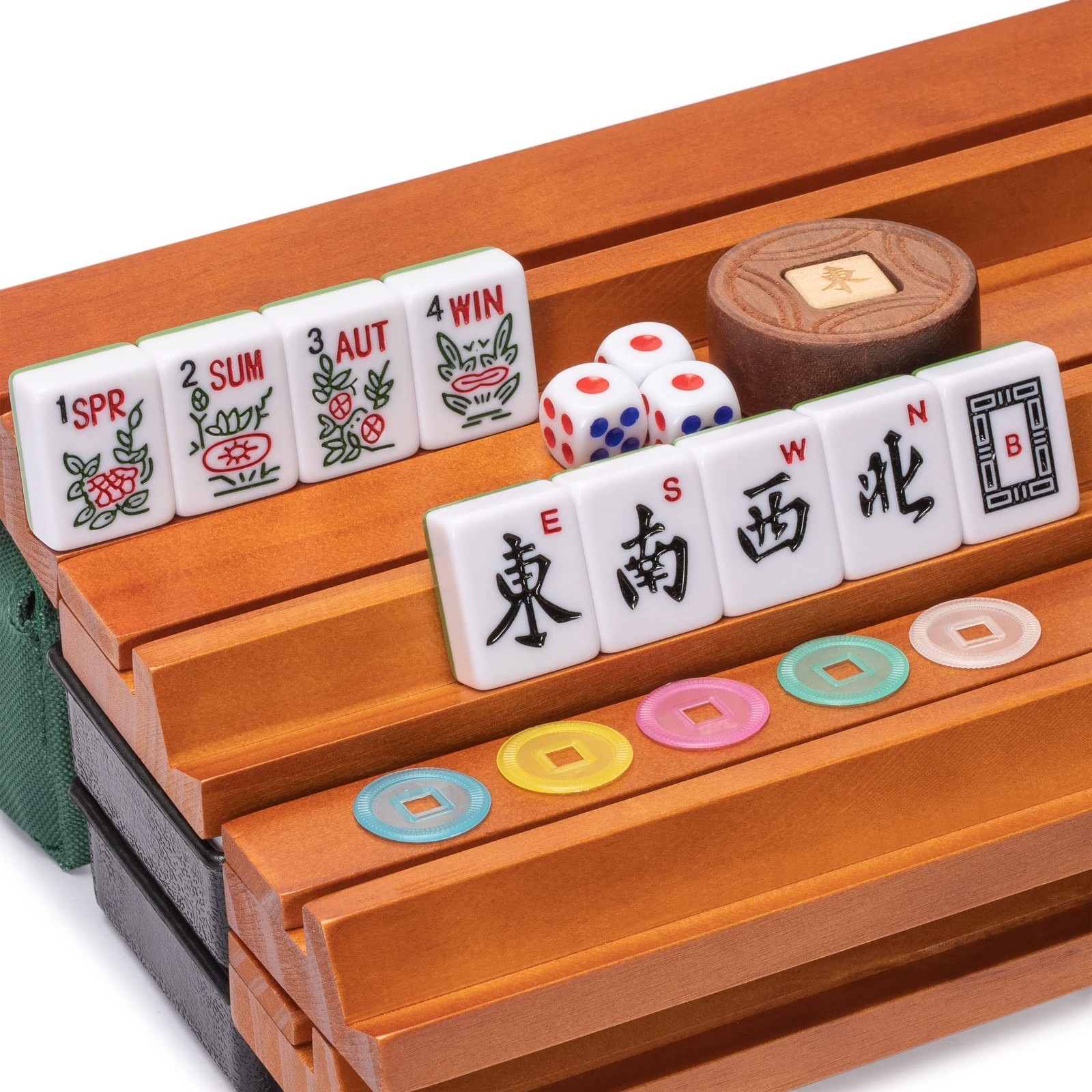 Yellow Mountain Imports American Mahjong Set, 21.7 X 10.6 X 3 Inches, Green