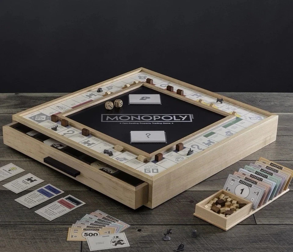 Monopoly Luxe Edition Maple Wood Cabinet Luxury Premium Game Board