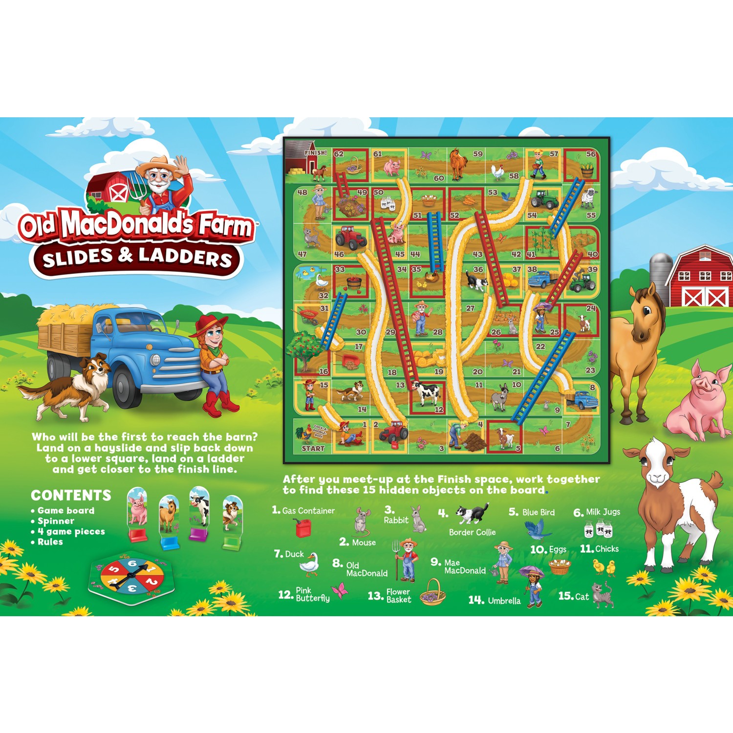 MasterPieces – Old MacDonald’s Farm – Slides & Ladders Board Game