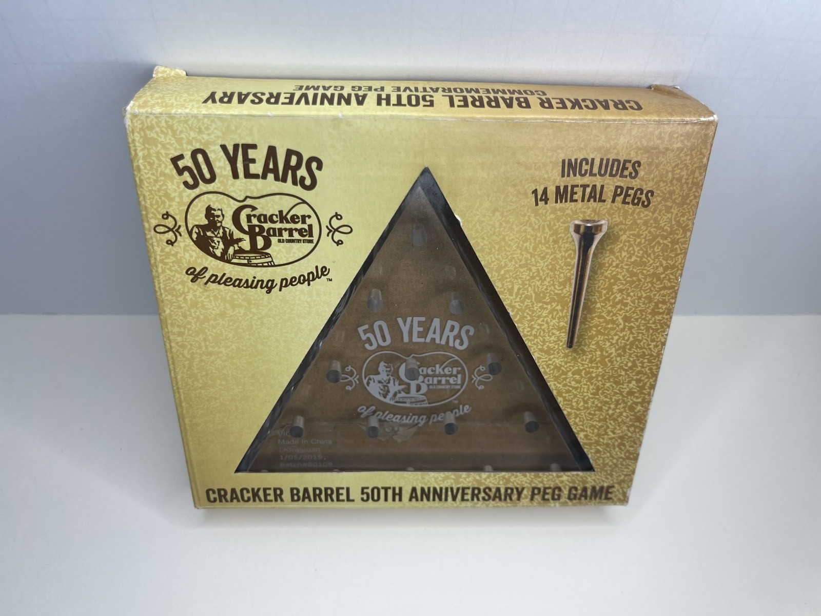 Cracker Barrel Peg Game 50th Anniversary Edition Gold Metal Pegs 2019 RARE