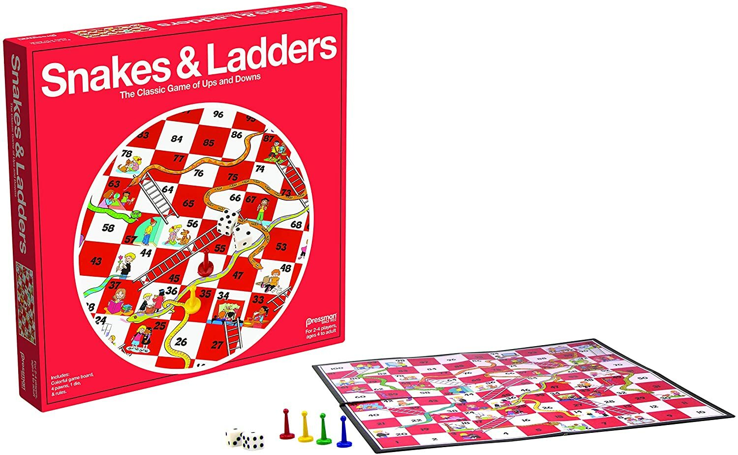Snakes & Ladders Game, 2-4 players, Family Game Favorite