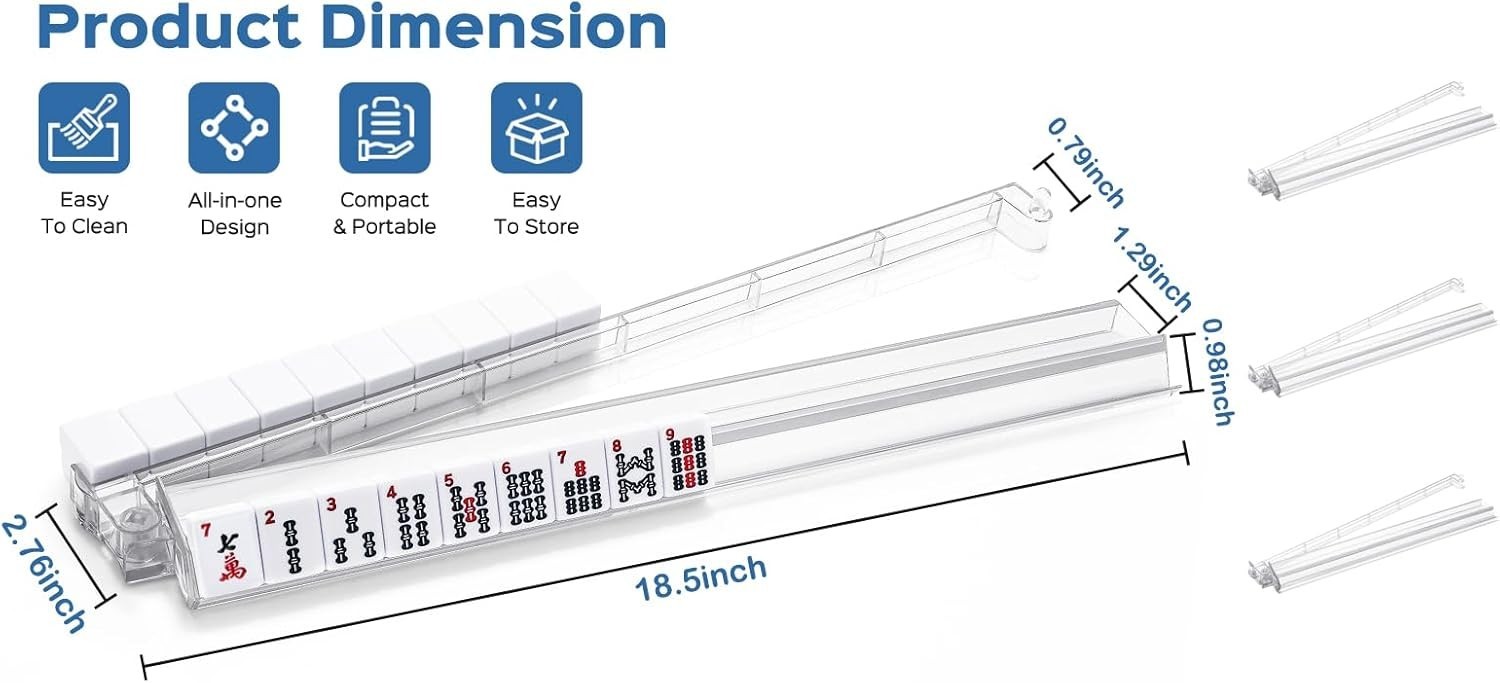 Mahjong Racks with Pushers, 4PCS Mahjong All-in-One Tile Rack and Pusher, Cle…