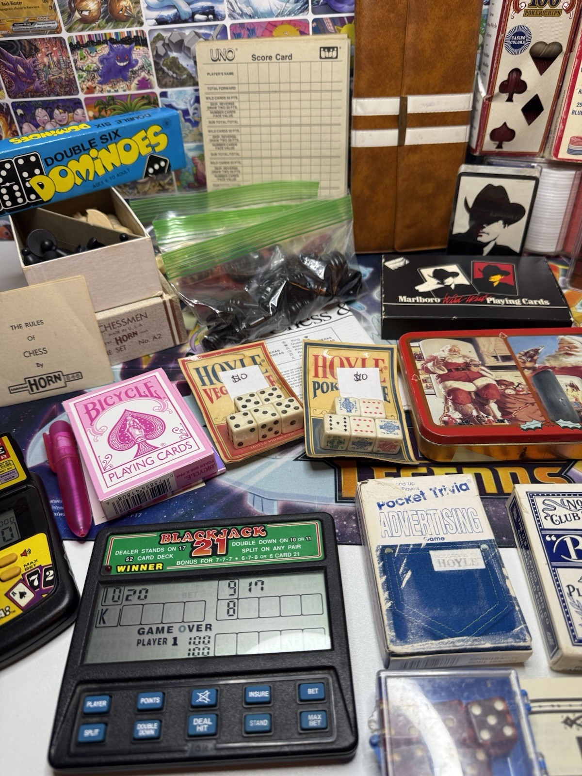 Huge Vintage Card Game & Casino Lot Dice Dominos Chess Checkers Bridge Chips