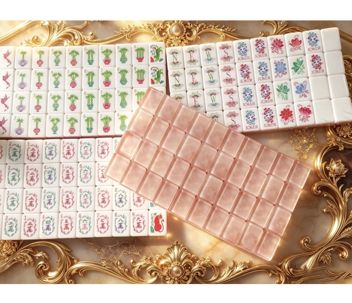 160 American Mahjong Tiles 4-Layer Acrylic Pearl Color Engraved Set