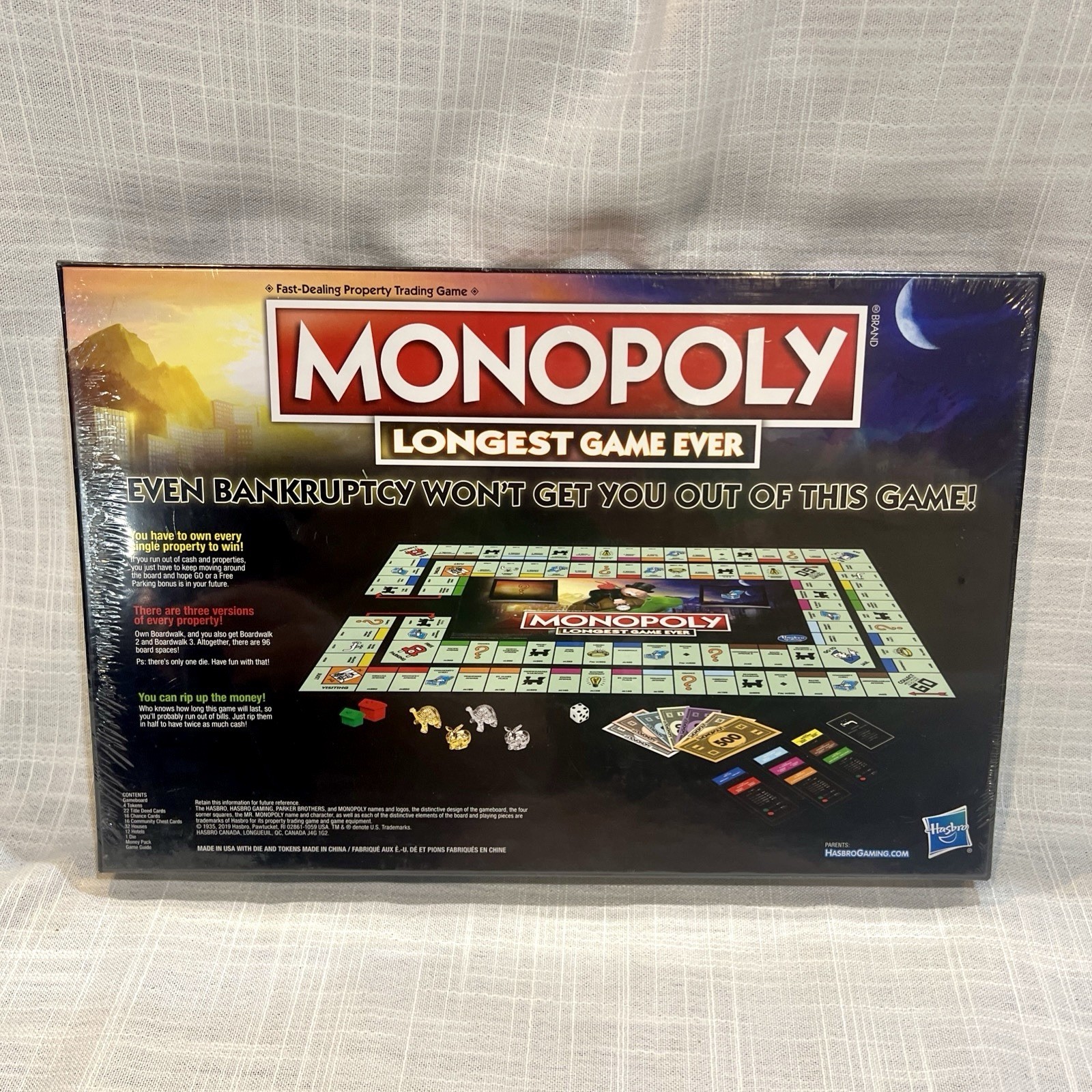Monopoly Longest Game Ever Edition Hasbro NEW SEALED Retired Board Game Ages 8+