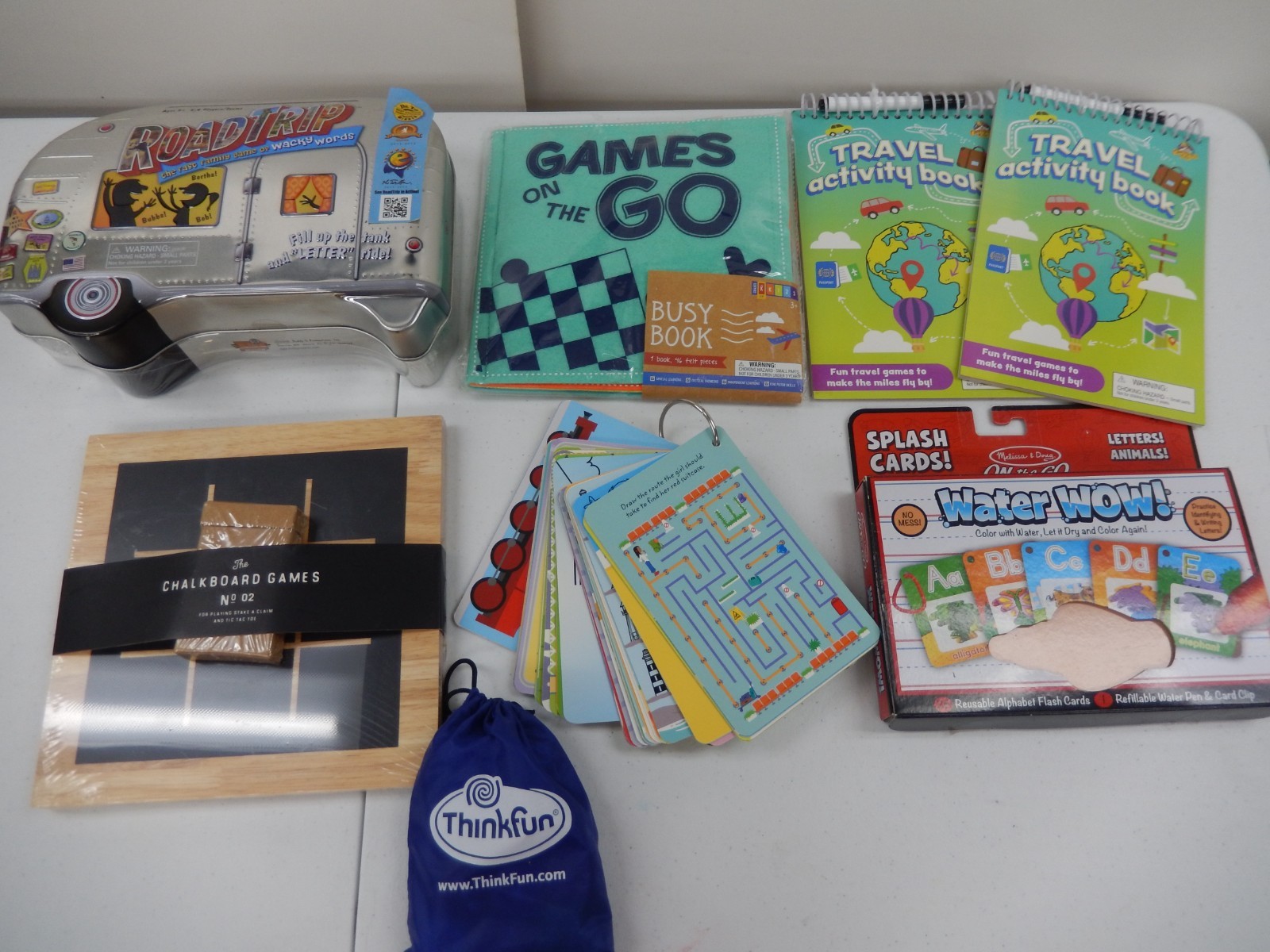 Travel Game Lot-Road Trip, Chalkboard Game, Thinkfun, Travel Activity Book