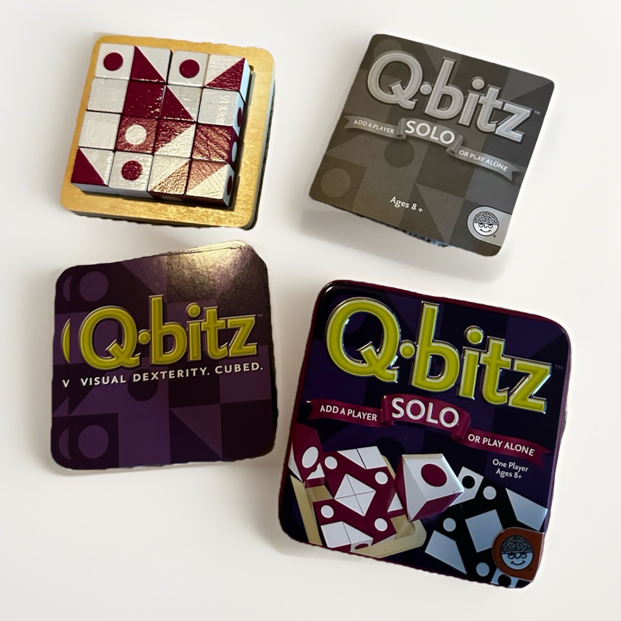 MindWare Q-bitz Solo Magenta Edition 2012 Complete Visual Puzzle Brain Game Tin
