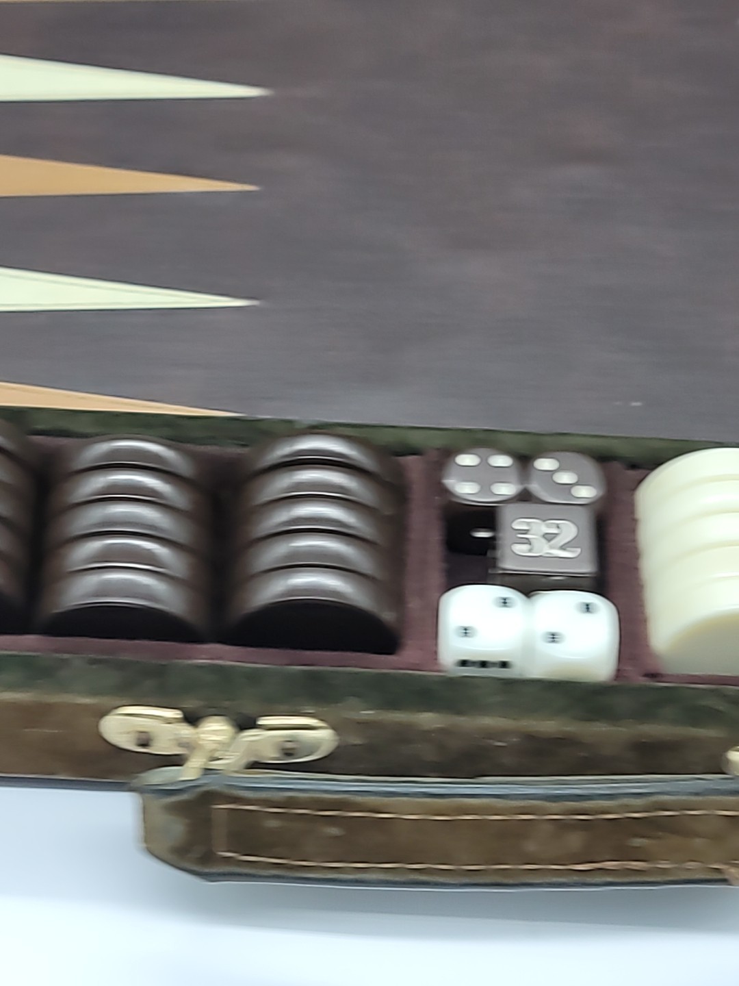 Vintage E.S. Lowe Deluxe Tournament Backgammon Set Felt Feaux Leather Skor Mor