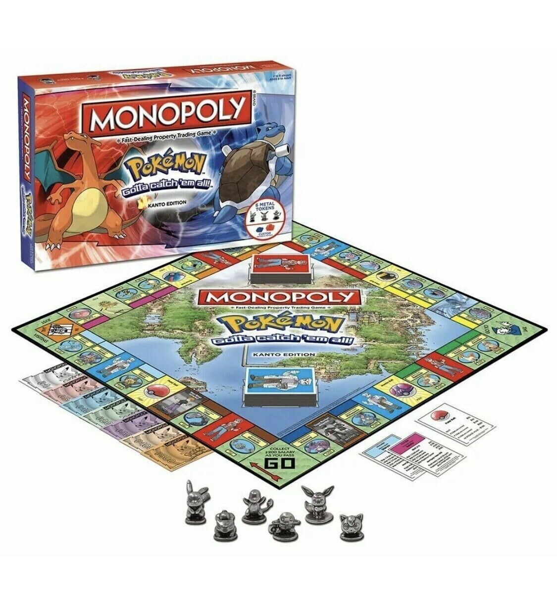 Monopoly Board Game Pokemon Kanto Family Friends Holiday Fun Property Trading