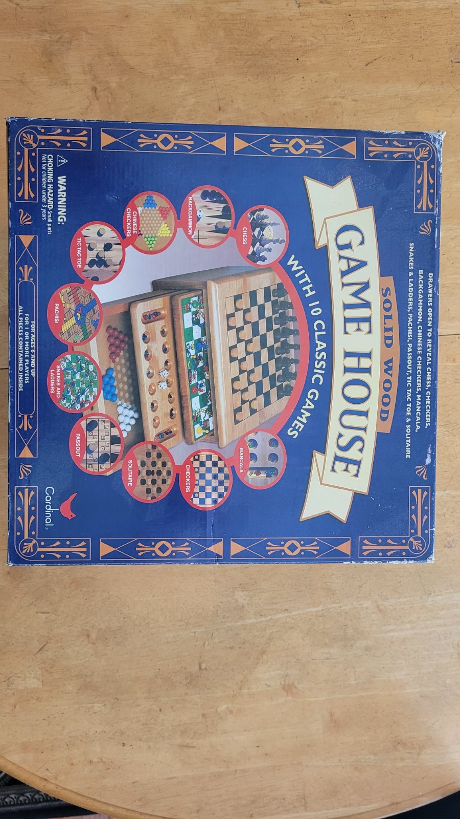 Vintage Multiple Classic Ten Games Solid Wood Boards “Game House”