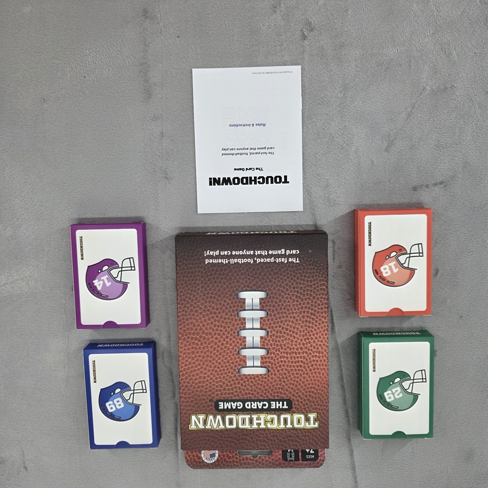 Fast Paced Football Card Game 2-4 Players Family Party Game Travel Size New