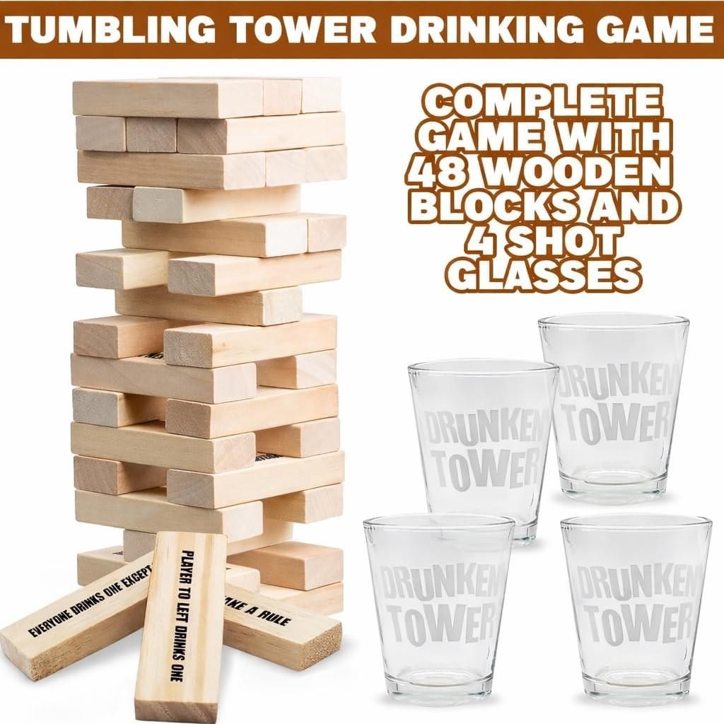 Tumbling Tower Party Game – 52 Pieces for Epic Fun & Competitive Nights