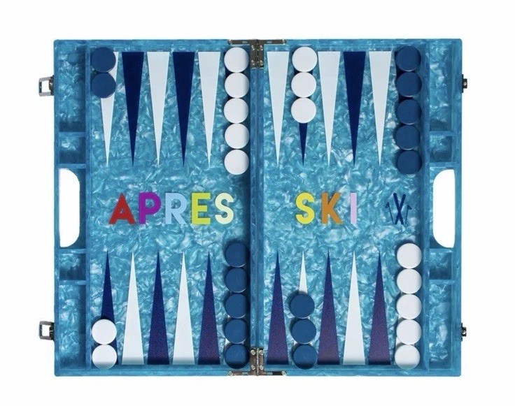NEW Maison Games Après Ski Backgammon Set | LUXURY Acrylic Blue Marble | NIB