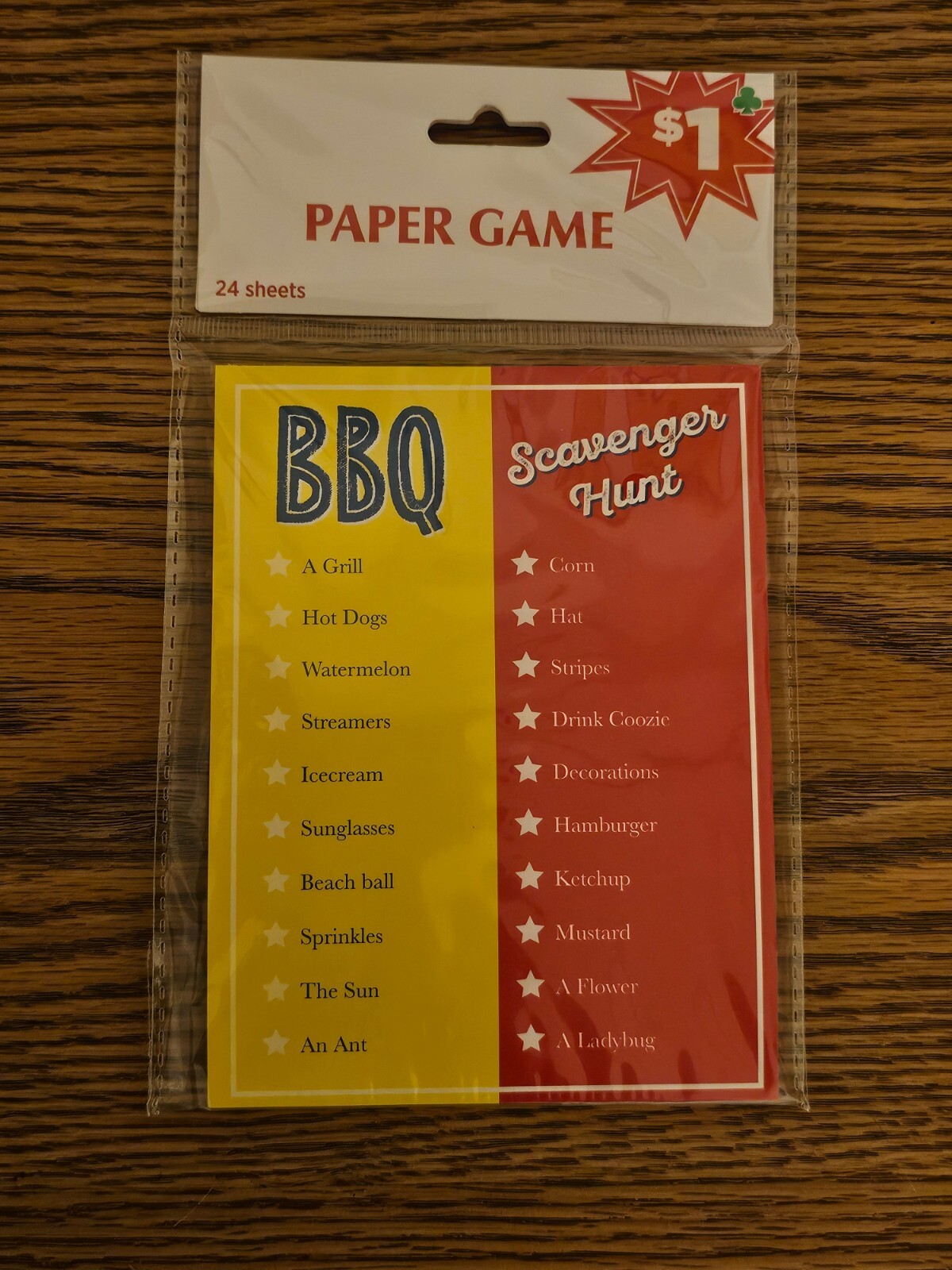 NEW BBQ Scavenger Hunt Paper Game 24 Game Sheets Summer Game Fun Family Game