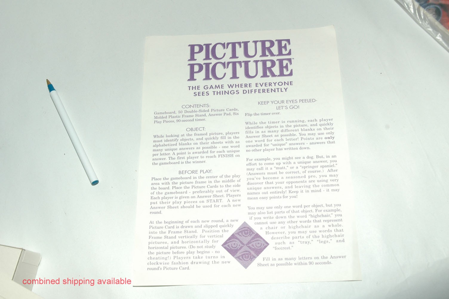 Picture Picture Board Game – Golden 1992 COMPLETE (read description)
