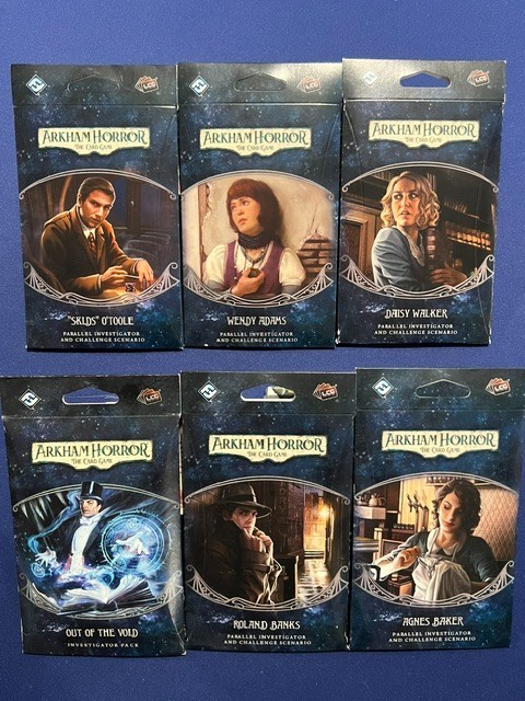 NEW Very RARE Arkham Horror Parallel Investigator Packs and Out of the Void Set