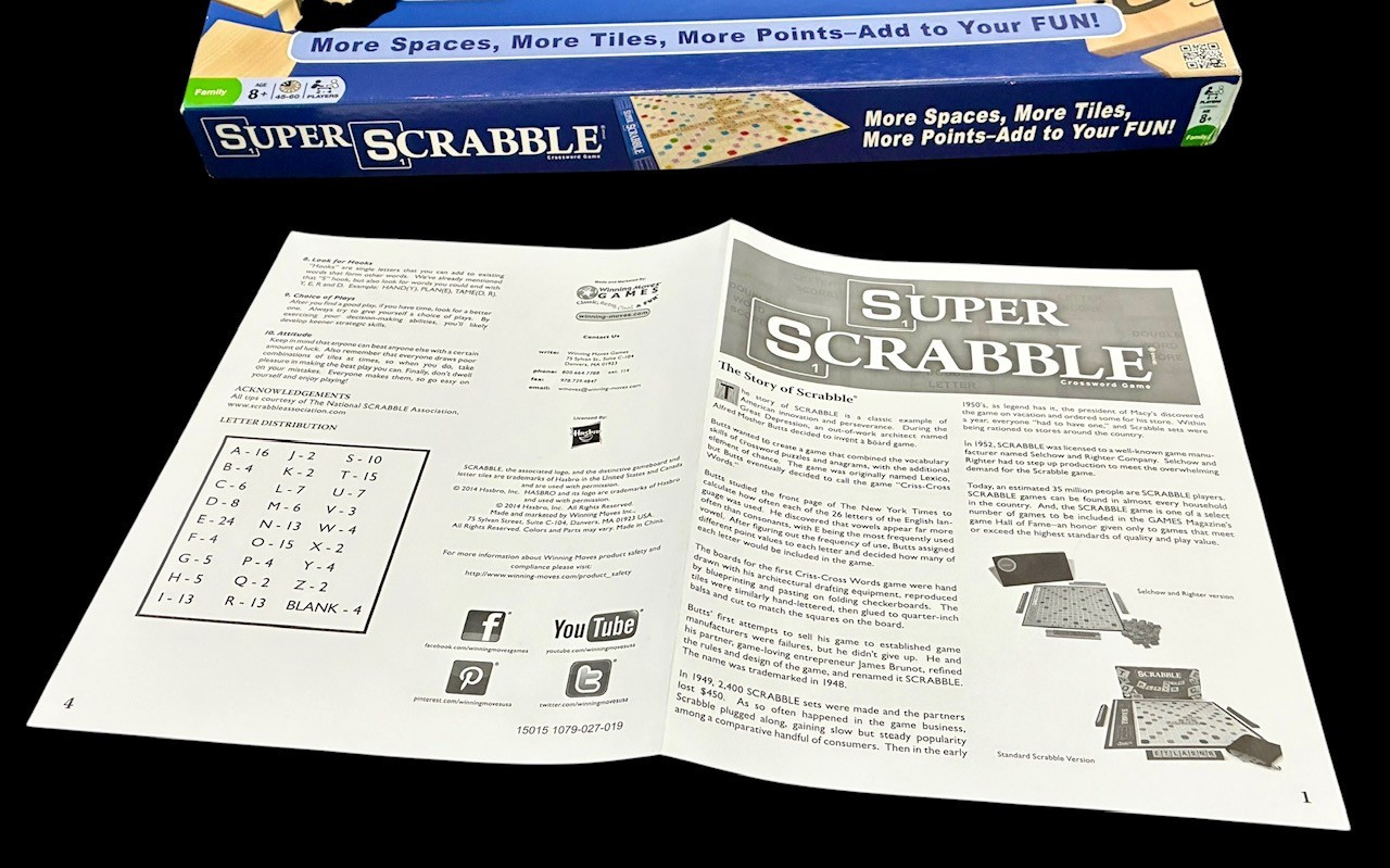 SUPER SCRABBLE 2014 Board Game 100%COMPLETE Scrabble Edition 200 Tile big board