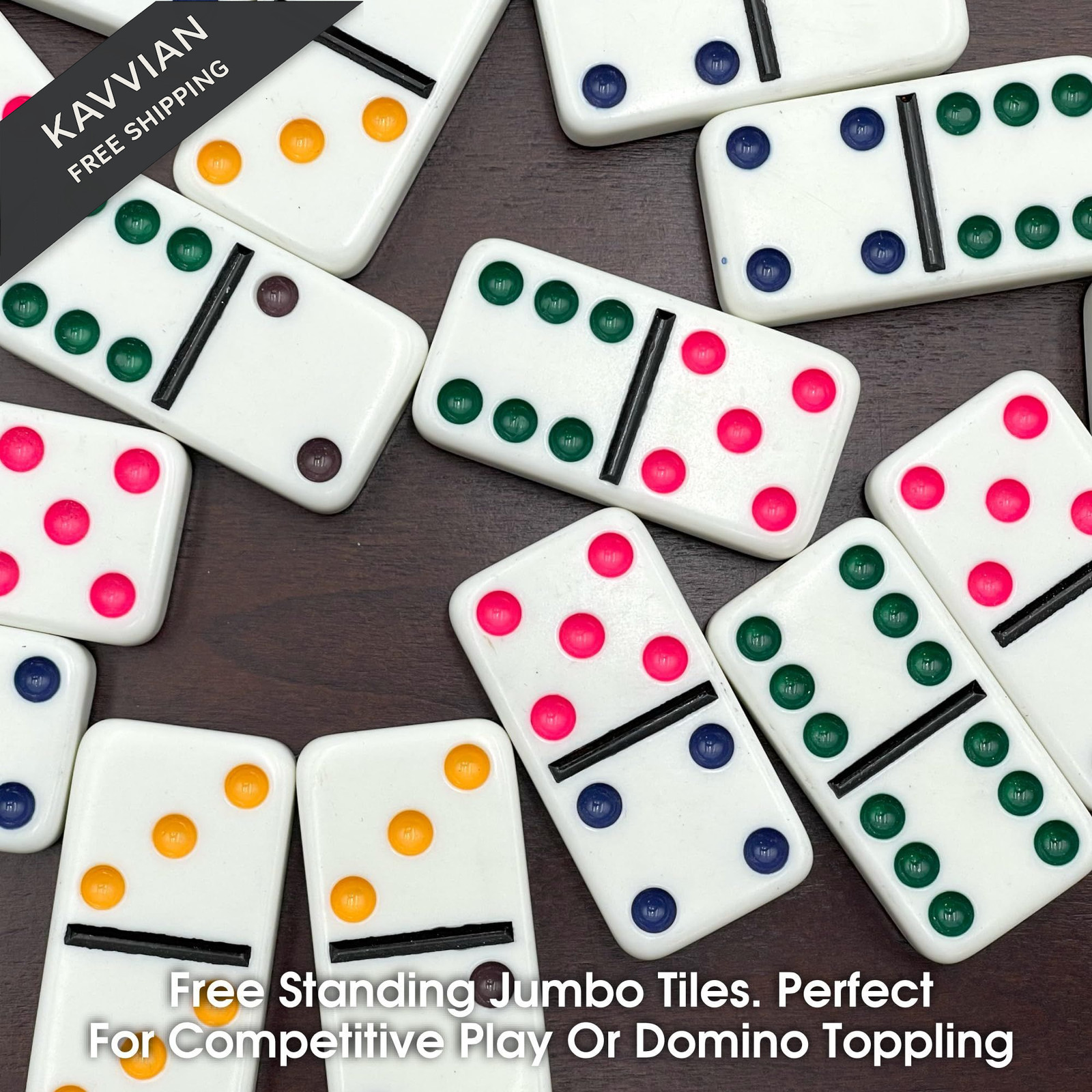 CHH 2322 Double 6 Jumbo Dominoes with Color 8.25 x 4.75 x 1.38 inches, White