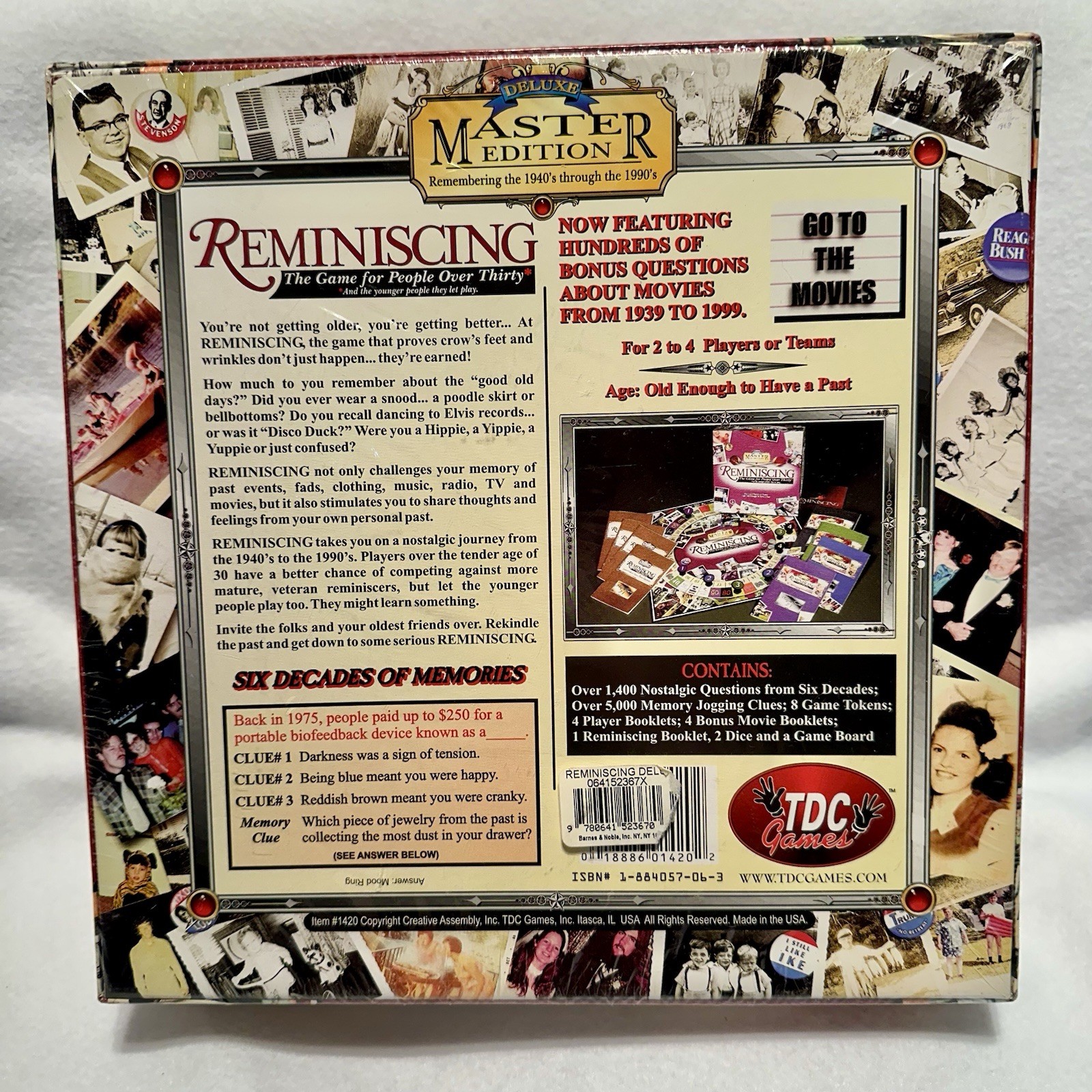 Reminiscing Board Game Deluxe Master Edition 1940s-1990s TDC Games New Sealed