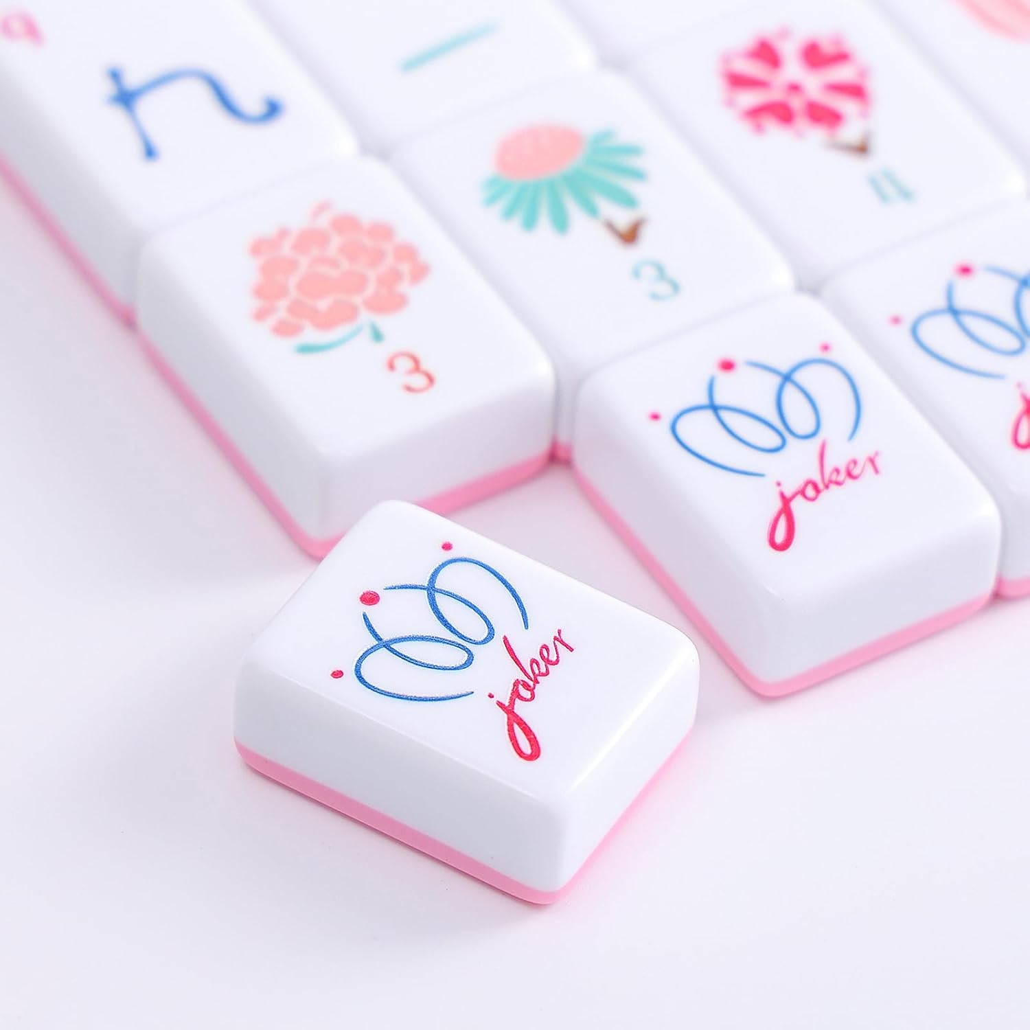 160 Pink Engraved American Mahjong Tiles Set with Carrying Bag and Accessories,