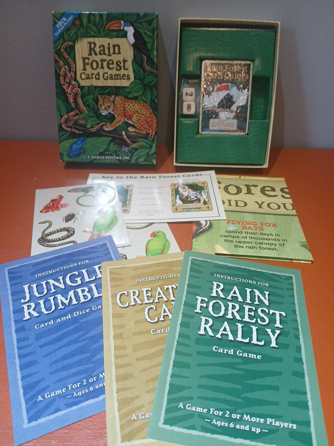 Rain Forest Card Games Four Games in One New Open Box U.S. Games System Inc UU