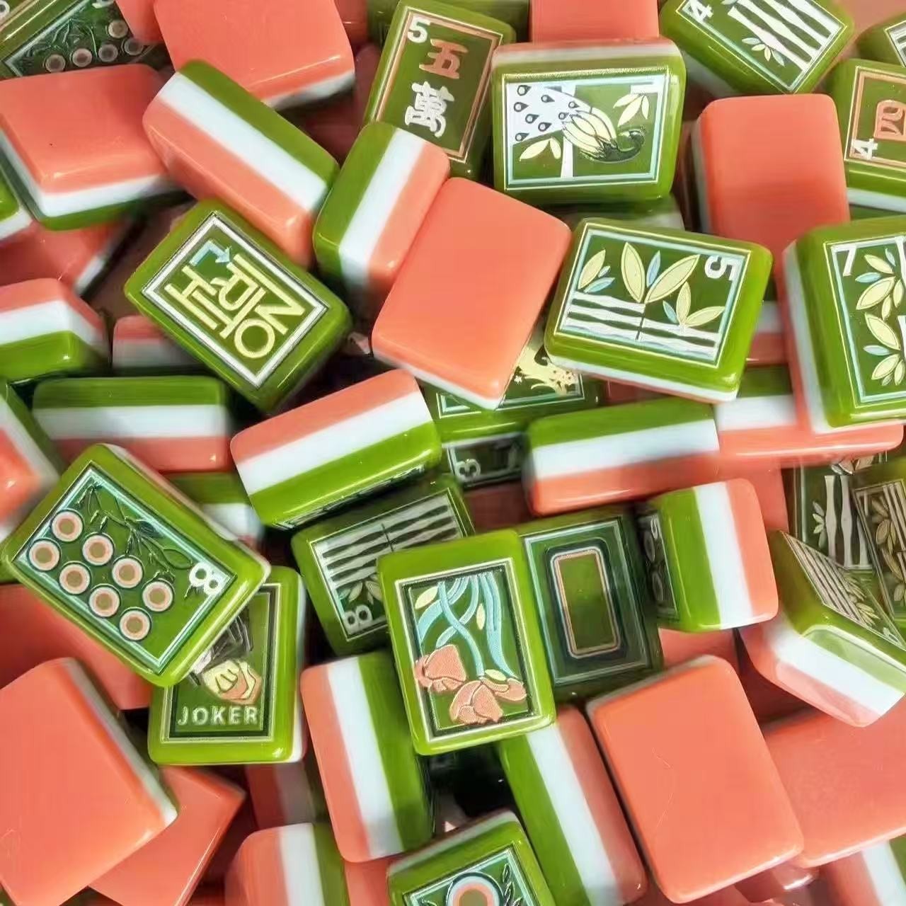 American Mahjong Set 160 Green Floral Acrylic Mahjong Tiles, US Stock